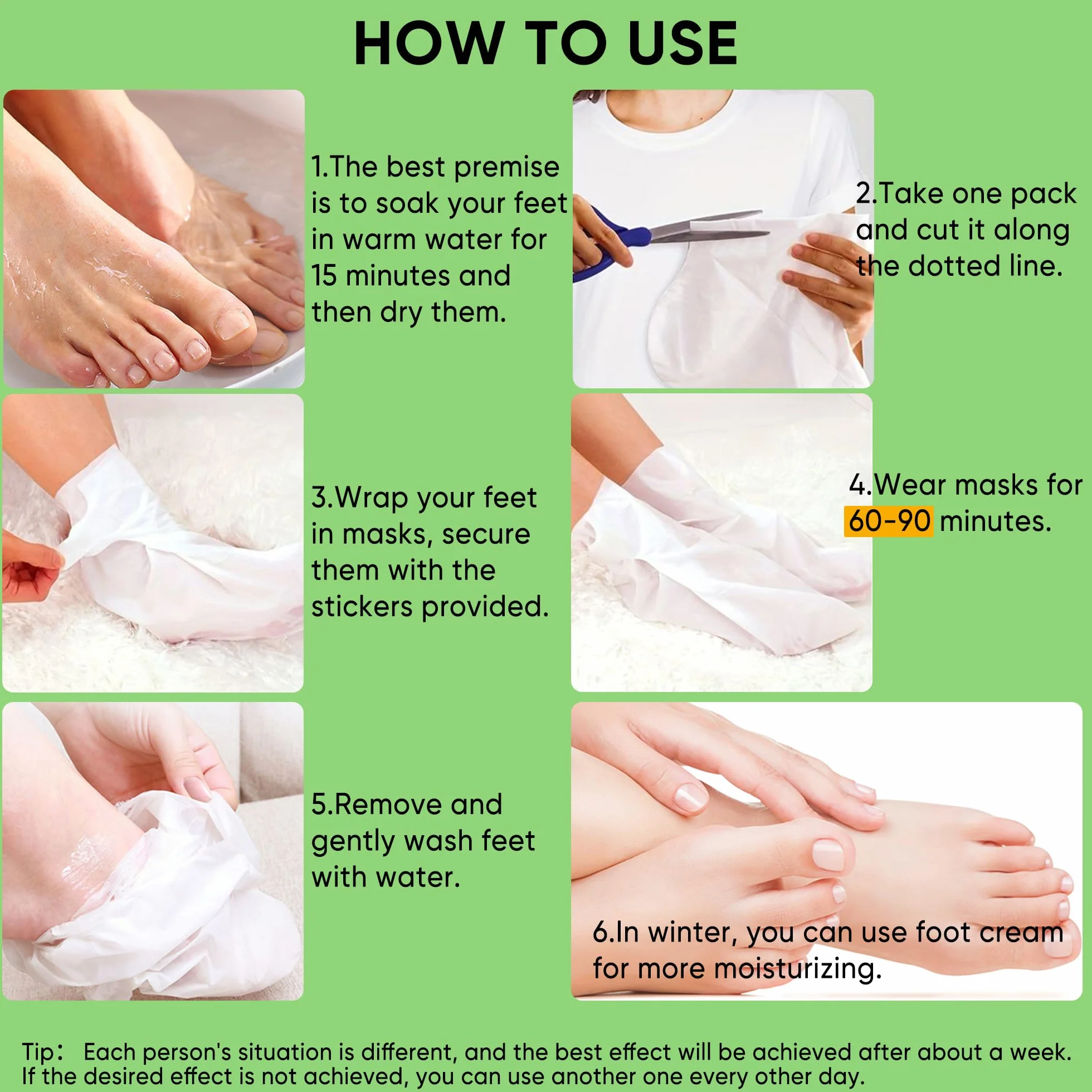 Masque Pieds Exfoliant 3 Paires Aloe Vera Soin Pieds Secs Talons Fendus Callosités Peau Morte