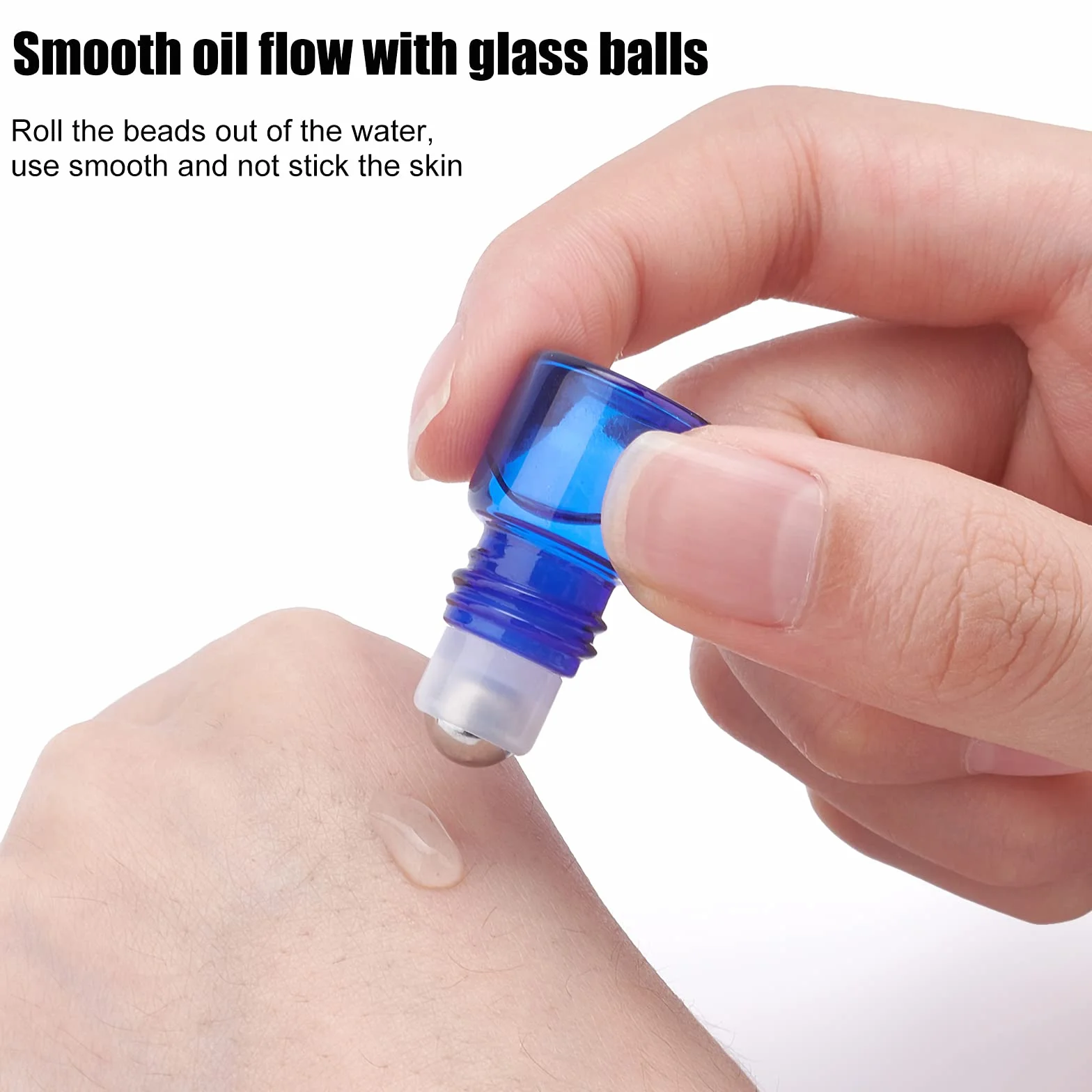BENECREAT 30 Pack 1ml Bleu Bouteilles à rouler en verre Flacon roll-on huiles essentielles billes acier inoxydable