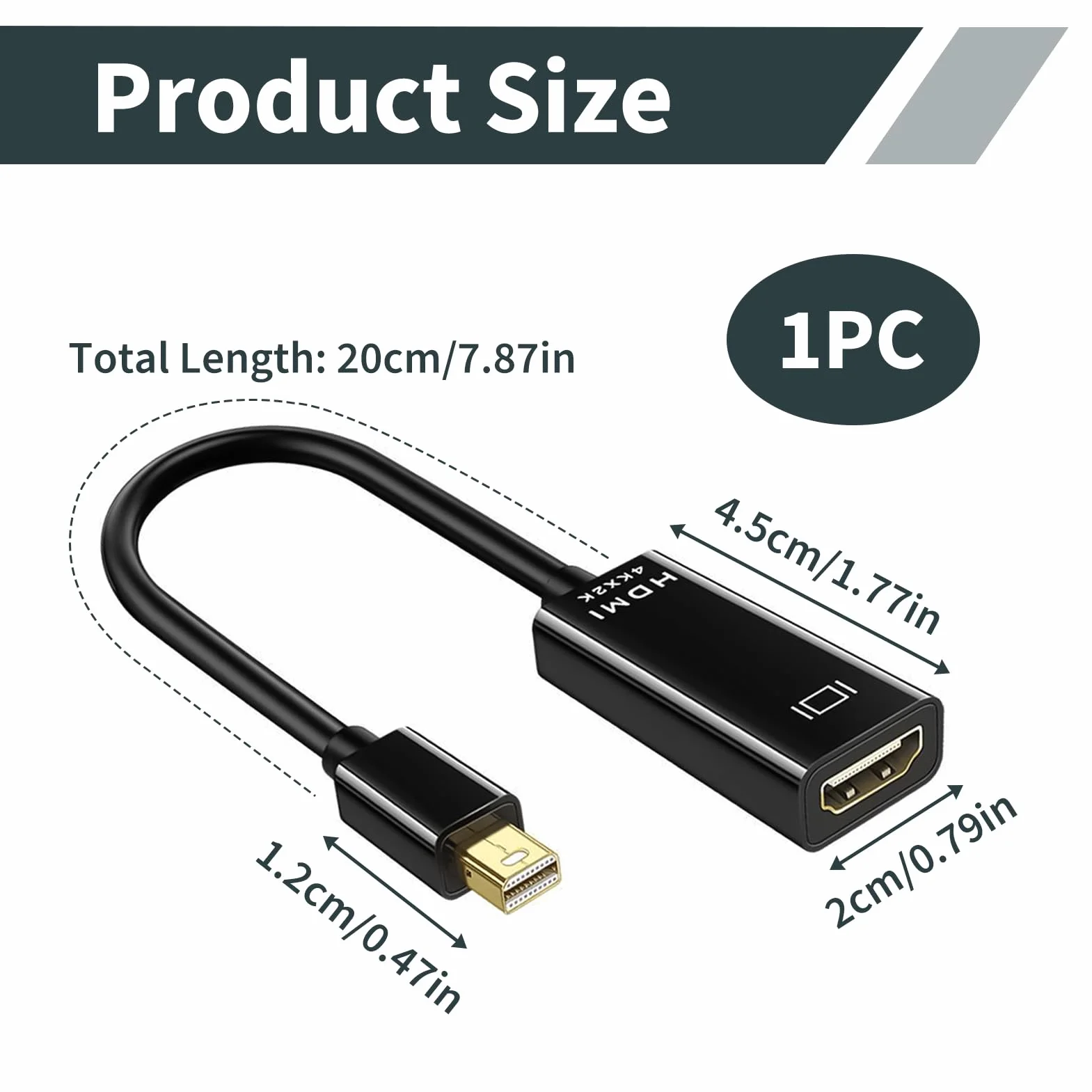 Adaptateur Mini DisplayPort vers HDMI 4K@30Hz Thunderbolt 1/2 pour iMac Surface