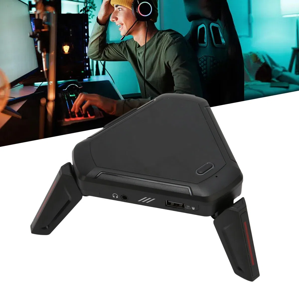 Jiawu Convertisseur de Souris de Clavier de Jeu, Convertisseur de Souris de Clavier ABS, Support Inférieur Pliable Précis, Paramètres Personnalisés Plug and Play pour Console de Jeu