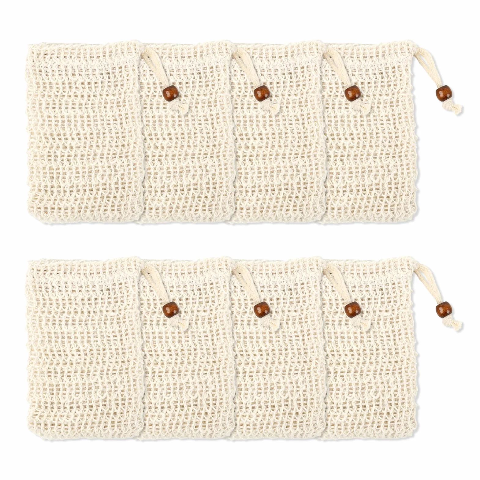 8 sachets à savon en sisal naturel, cordon de serrage, effet exfoliant, pour douche et voyages
