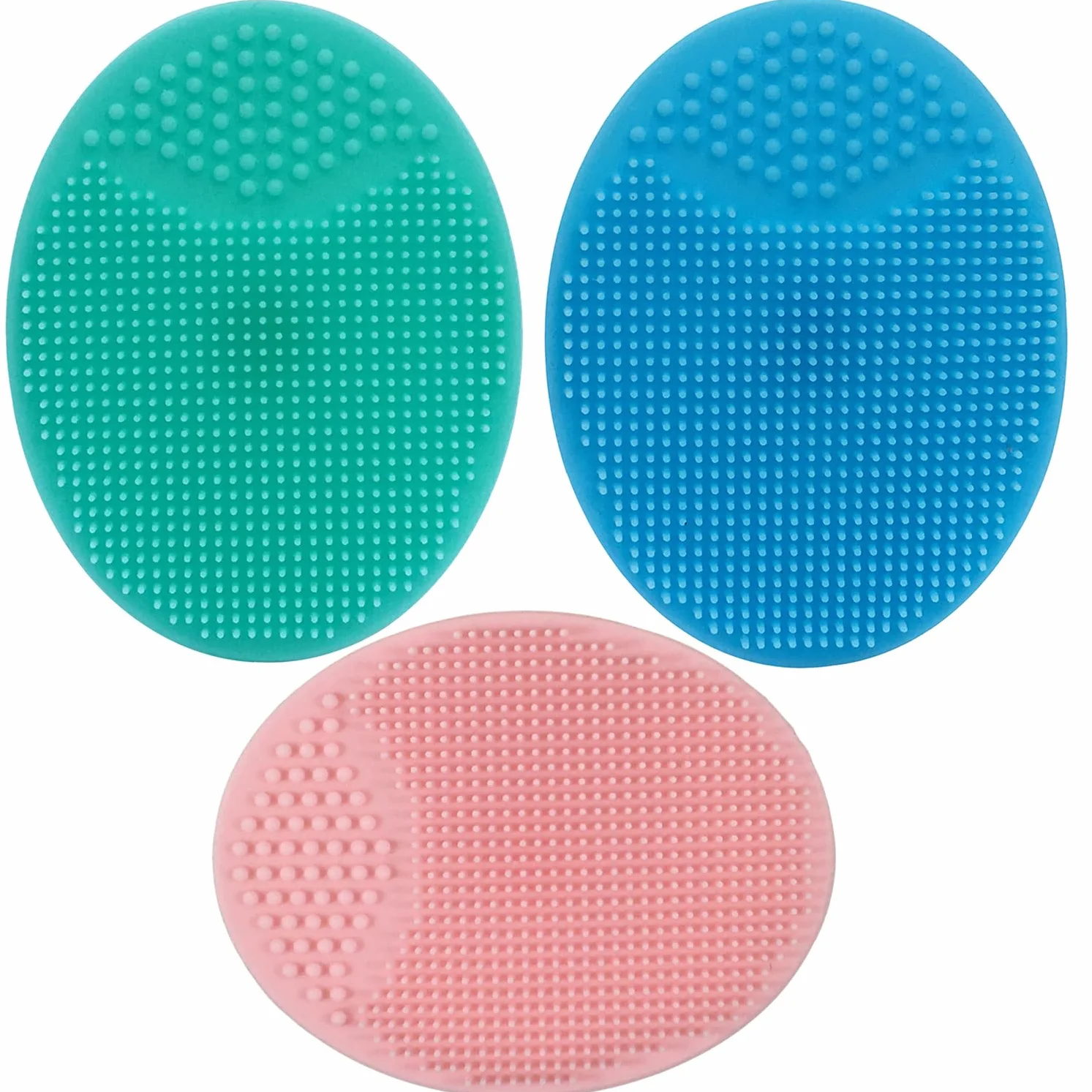 Brosse visage manuelle silicone exfoliante pour adulte bain cuir chevelu bébé massage Cradle Cap souple Bleu Rose Vert