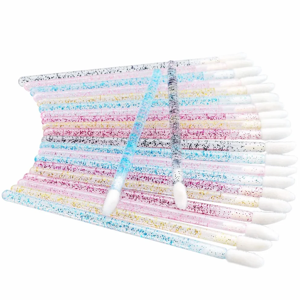 G2PLUS Pinceaux Lèvre Jetables Brosse à Lèvres Applicateur Lip Brush Maquillage Kits Poignée Cristal Multicolor