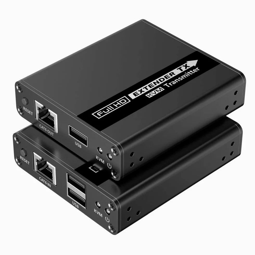 PremiumCord Extension KVM HDMI jusqu'à 70 m avec Transmission USB Via câble Patch Cat6/Cat6A/Cat7, boîtier en métal, Compatible avec Full HD 1080p 60 Hz