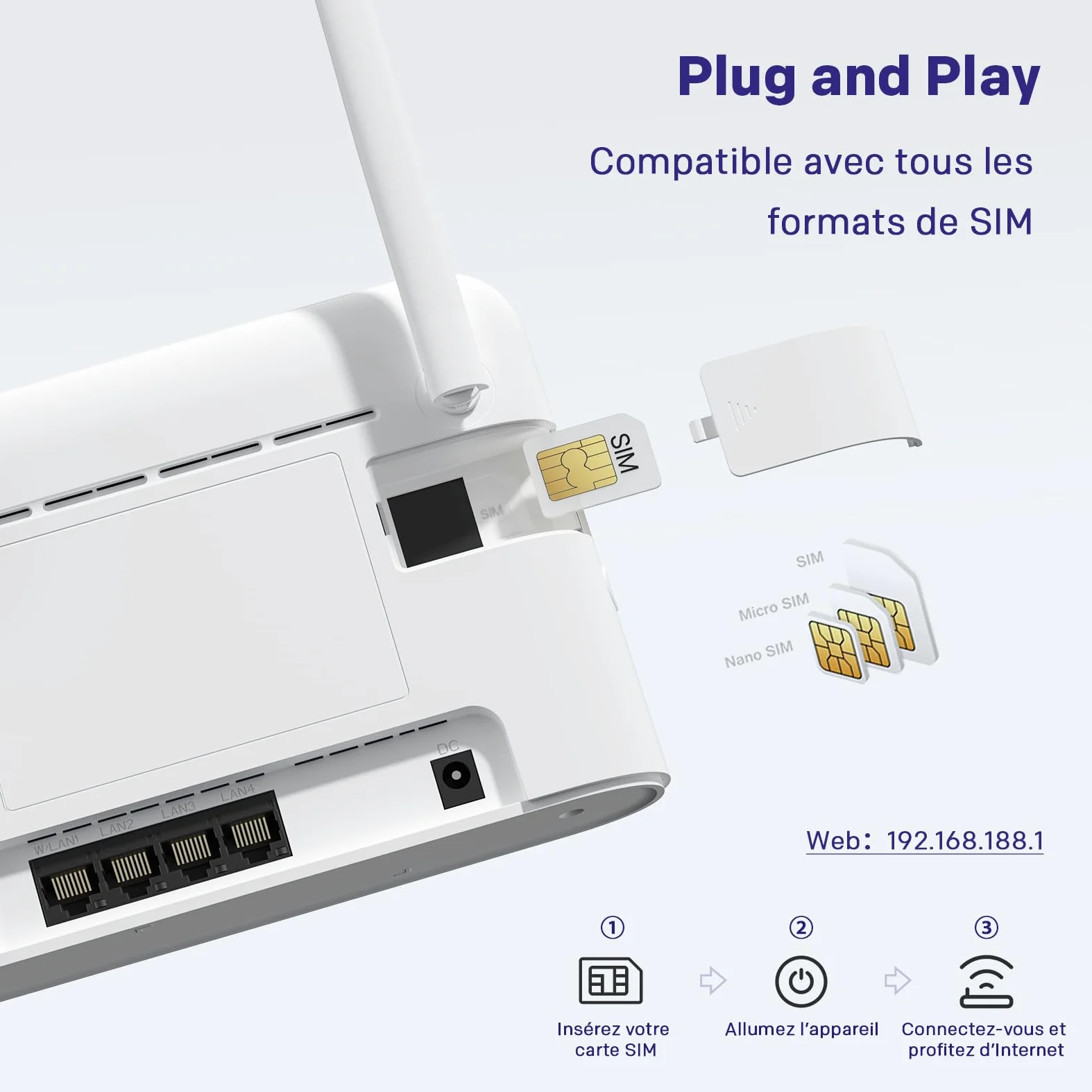STRONG Routeur 4G, Réseau LTE Cat4, Wi-FI N300 Mbps, Box 4G avec Ports WAN/LAN 100 Mbps, Antennes externes Fixes, Compatible avec Toutes Les Cartes SIM, Plug & Play, Réseau sécurisé (4GROUTER360)