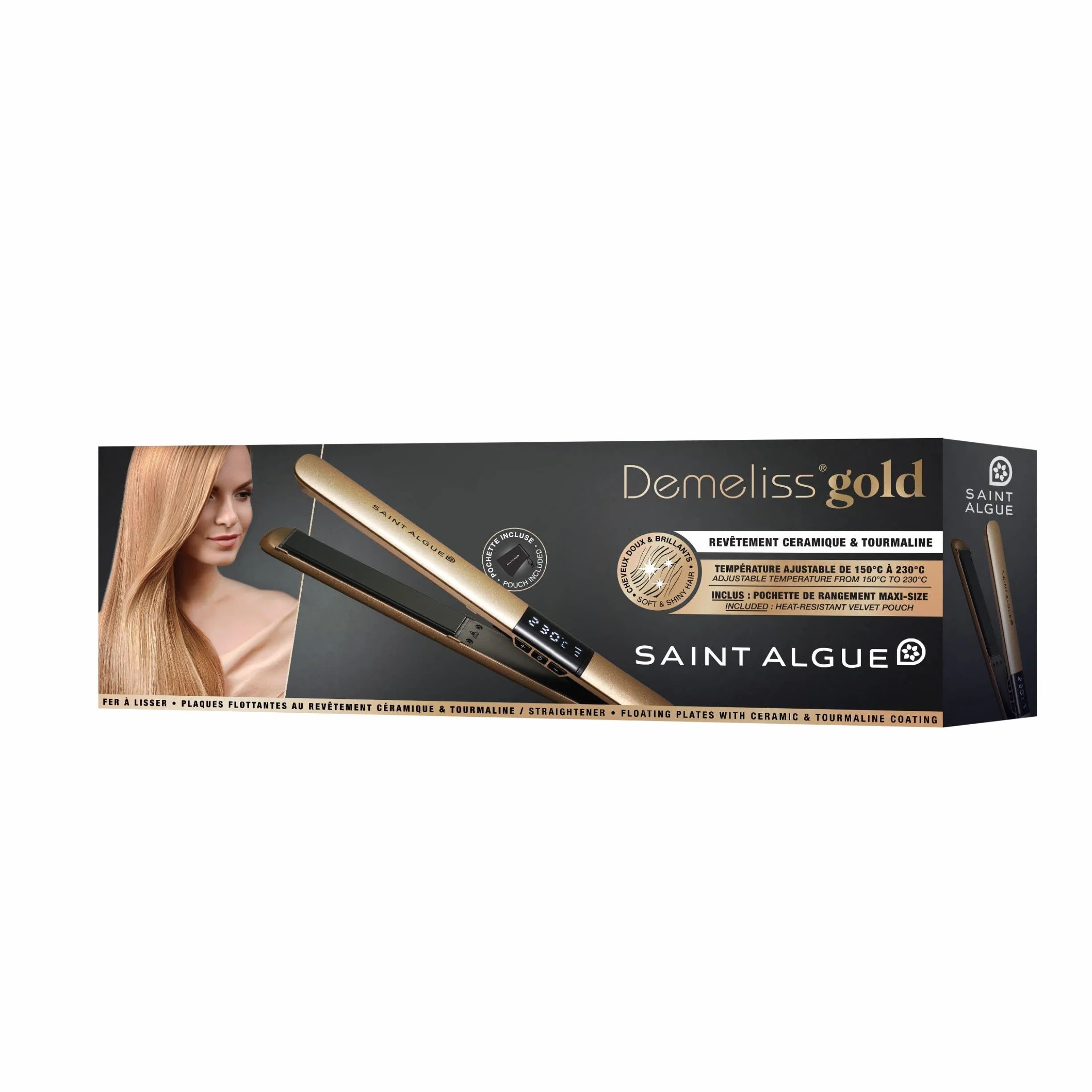 SAINT ALGUE Lisseur GOLD - Lisseur Cheveux Plaques Céramique Tourmaline 150°C-230°C