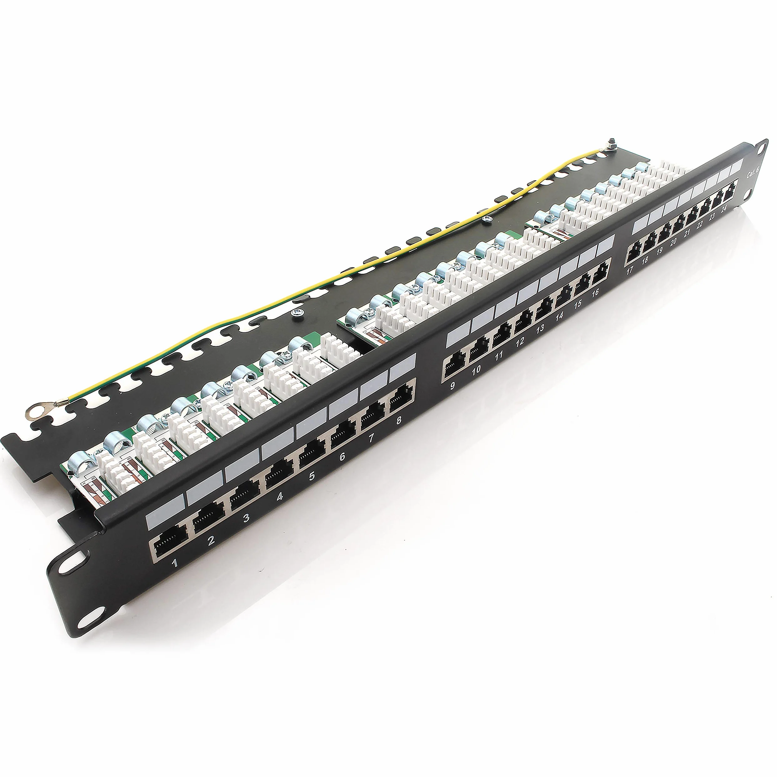 1aTTack.de 367457 Panneau de brassage CAT6 24 ports noir panneau de distribution LSA+ technologie de connexion distribution réseau - RJ45 - TIA 568 A/B - noir