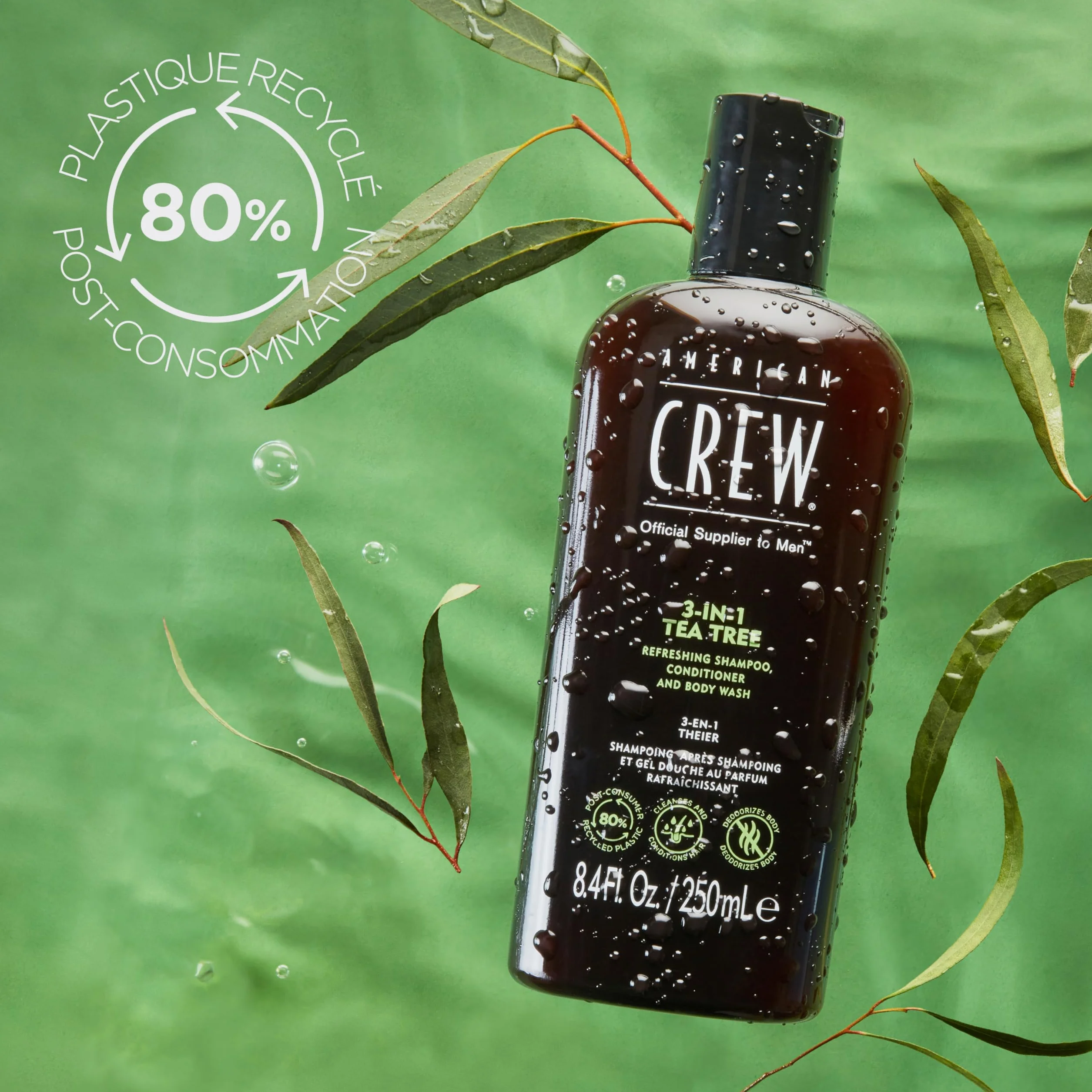 American Crew Shampoing 3 En 1 100ml Shampooing Après Shampoing Gel Douche Cheveux Corps