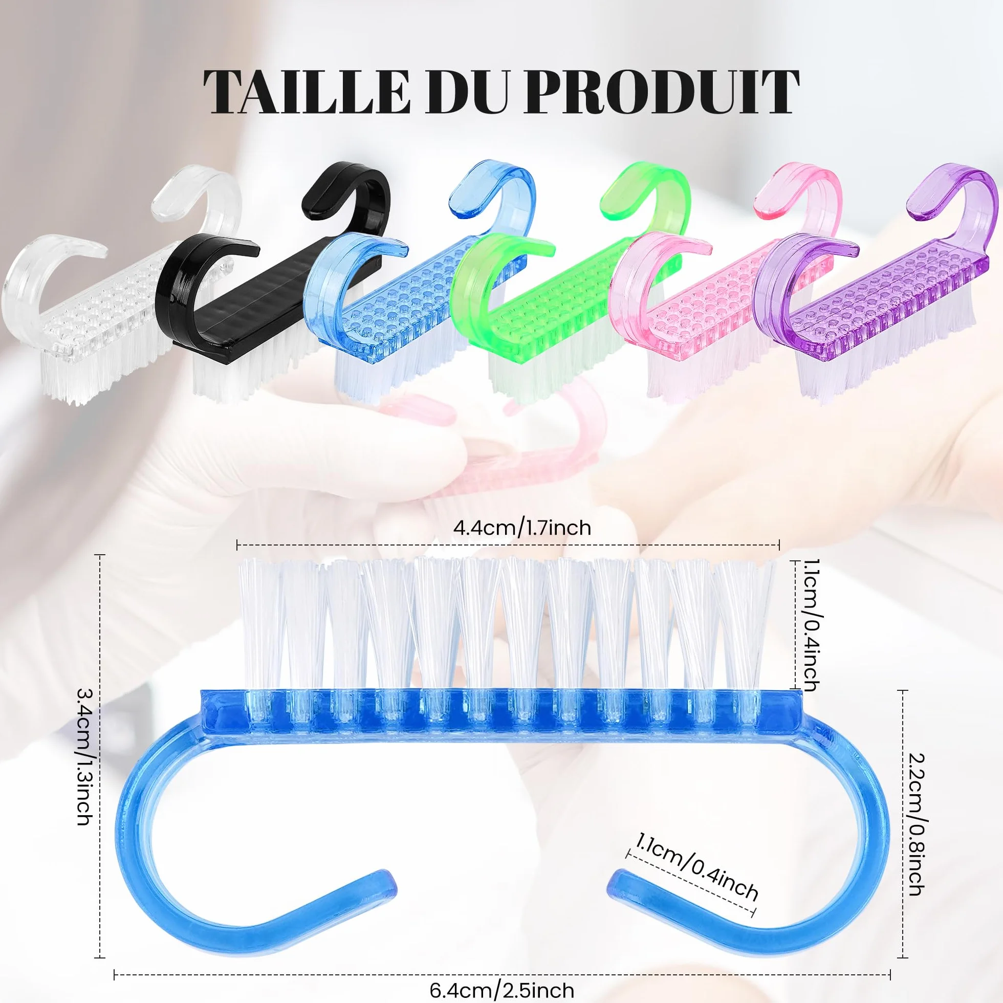 Brosse à Ongles 6 Pièces en Plastique pour Nettoyage Ongle et Pied, Outil Manucure