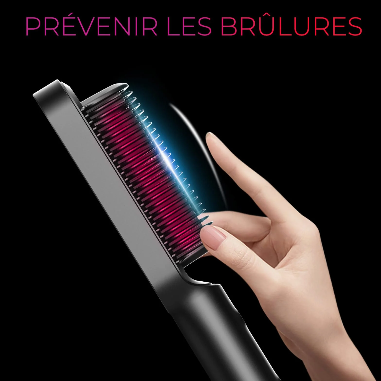 TYMO Brosse Lissante Cheveux Fer à Lisser Peigne Chauffant 25s PTC Chauffage 5 Réglages Température Lisseur Cheveux Céramique Anti-Brûlure Brosse Chauffante RING