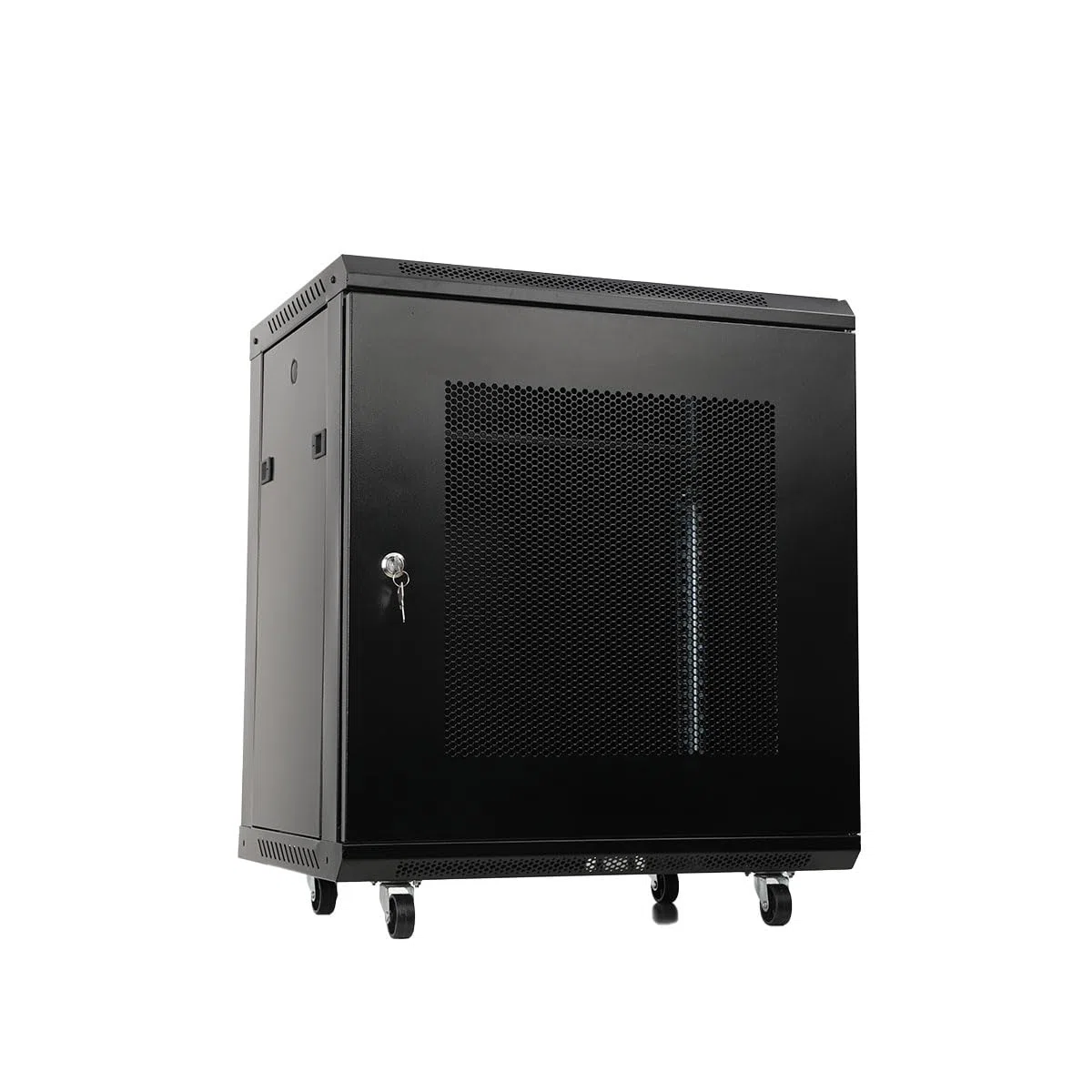 ECUTÉE 12H Armoire murale réseau 19" - Rack polyvalent - Boîtier avec 4 roues amovibles - Charge maximale: 60 kg - Porte avant perforée (600 x 450 x 650 mm)
