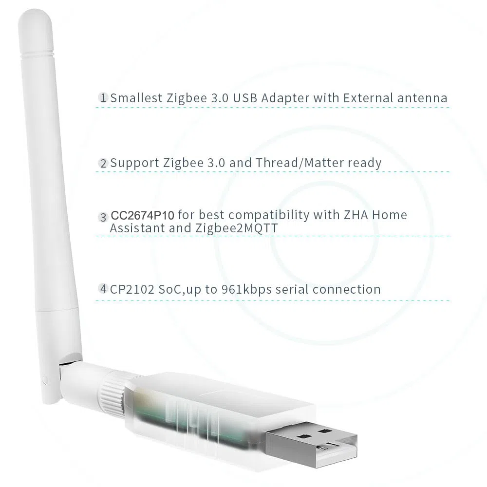 SLZB-07P10 Zigbee 3.0 Coordinator Thread/Matter Mini Adaptateur USB Fonctionne avec Zigbee2MQTT, Home Assistant, ZHA