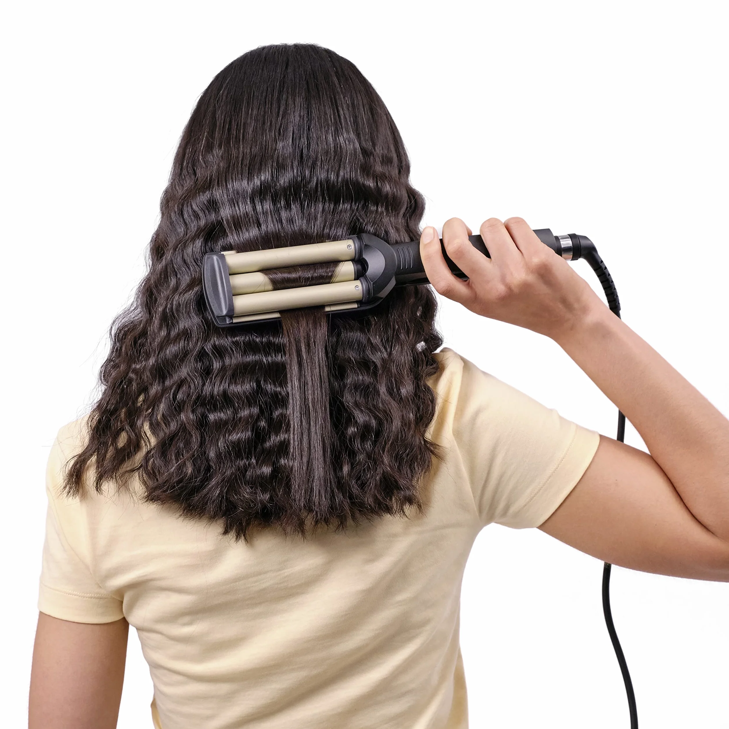 BaByliss Easy Waves C260E Fer à Boucler Revêtement Titane-céramique 3 Réglages de Température Doré Noir