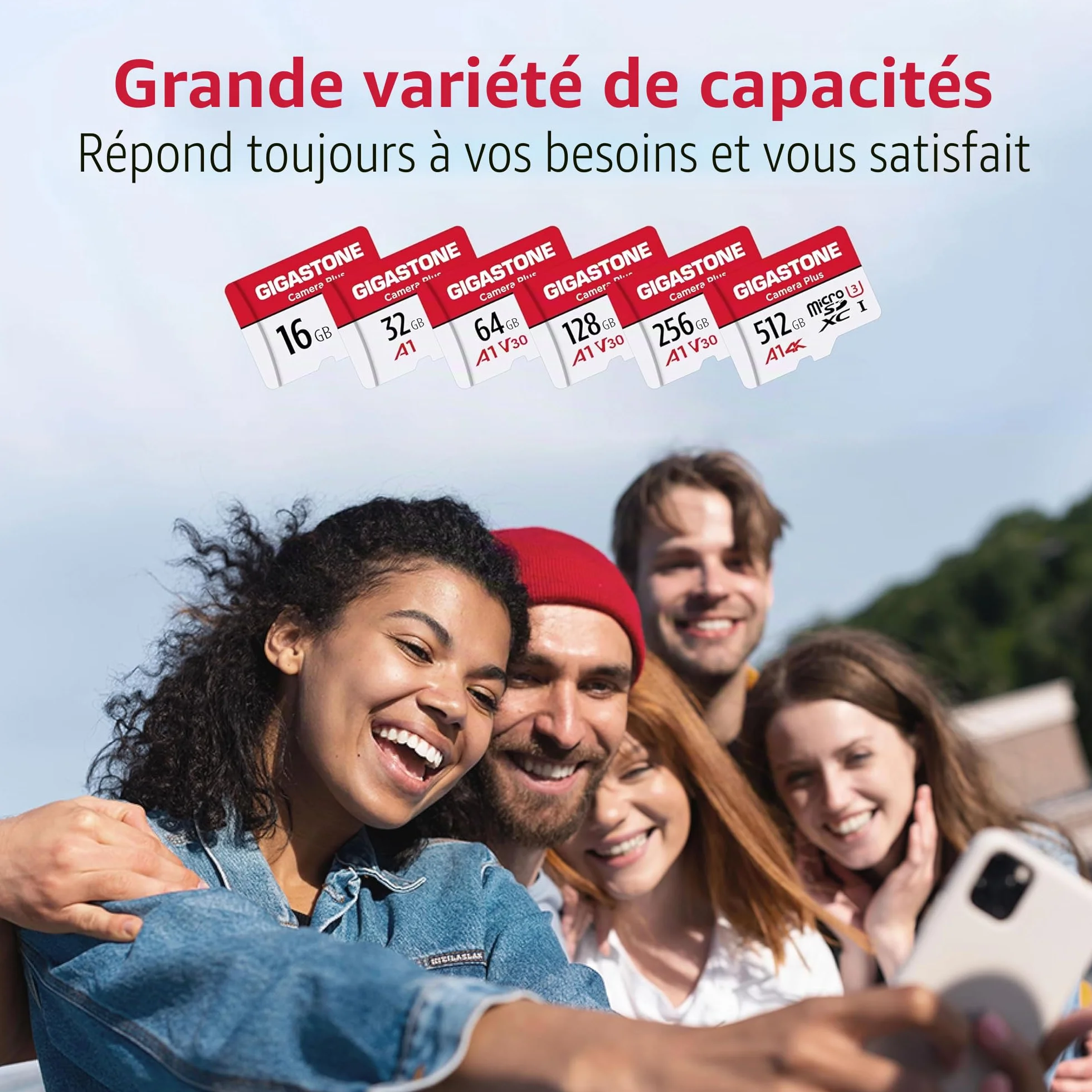 GIGASTONE Carte Mémoire 32 Go Lot de 5, Micro SDHC U1 90 Mo/s pour Caméra GoPro Drone