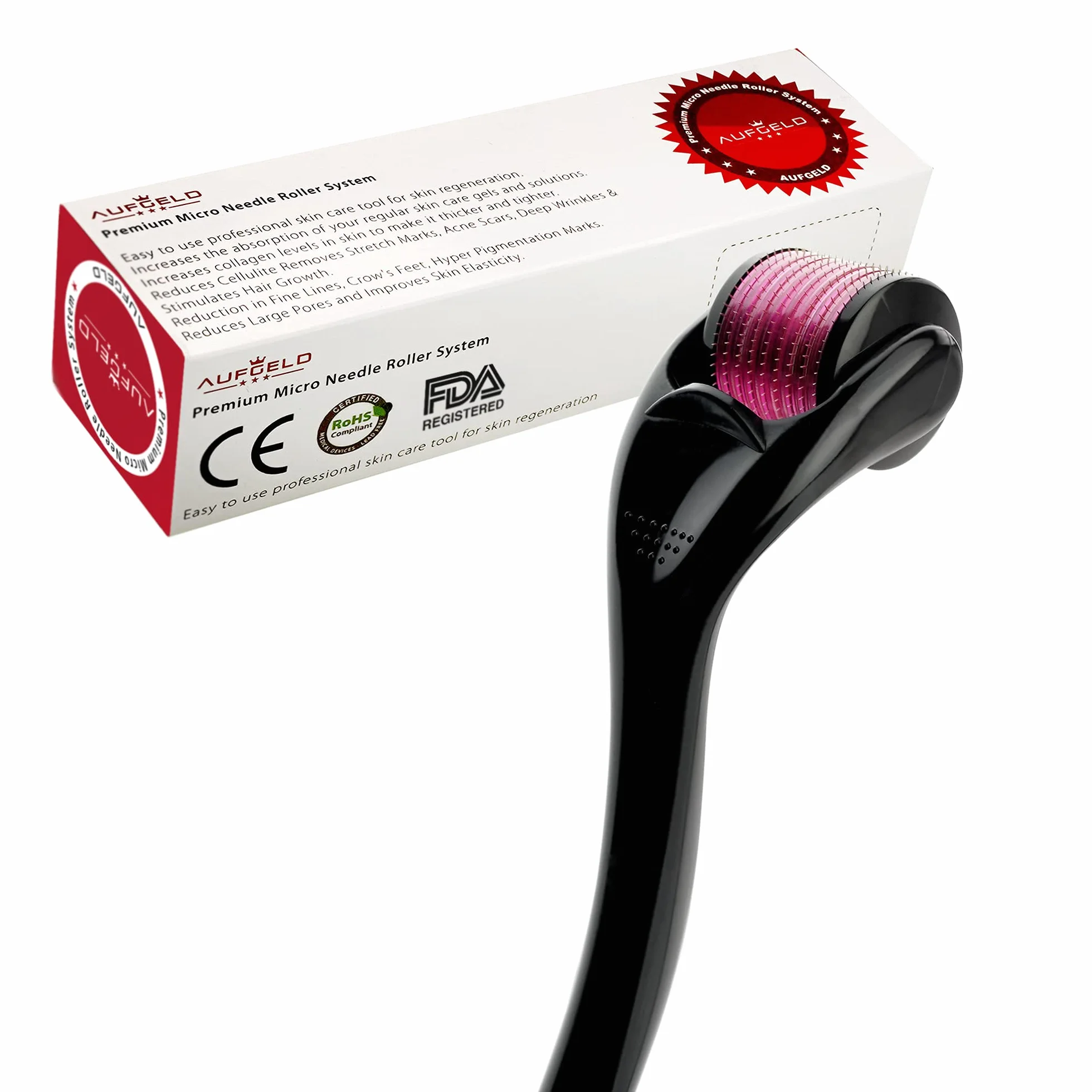 Derma Roller 540 Titane Micro Aiguilles 3.0mm Soin Peau Visage Rides Perte Cheveux Professionnel