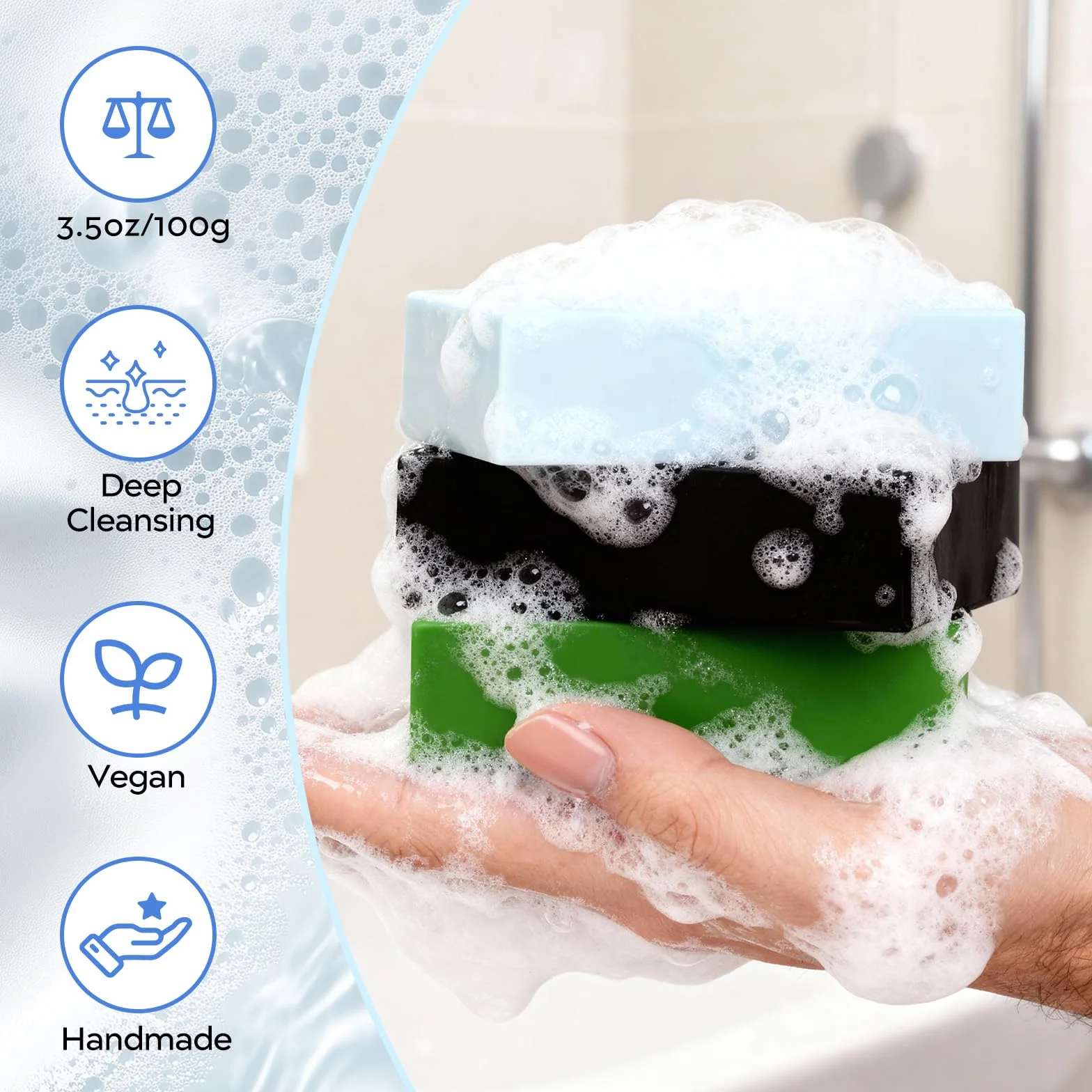 Savon de douche pour homme 100 g solide naturel lot de 6