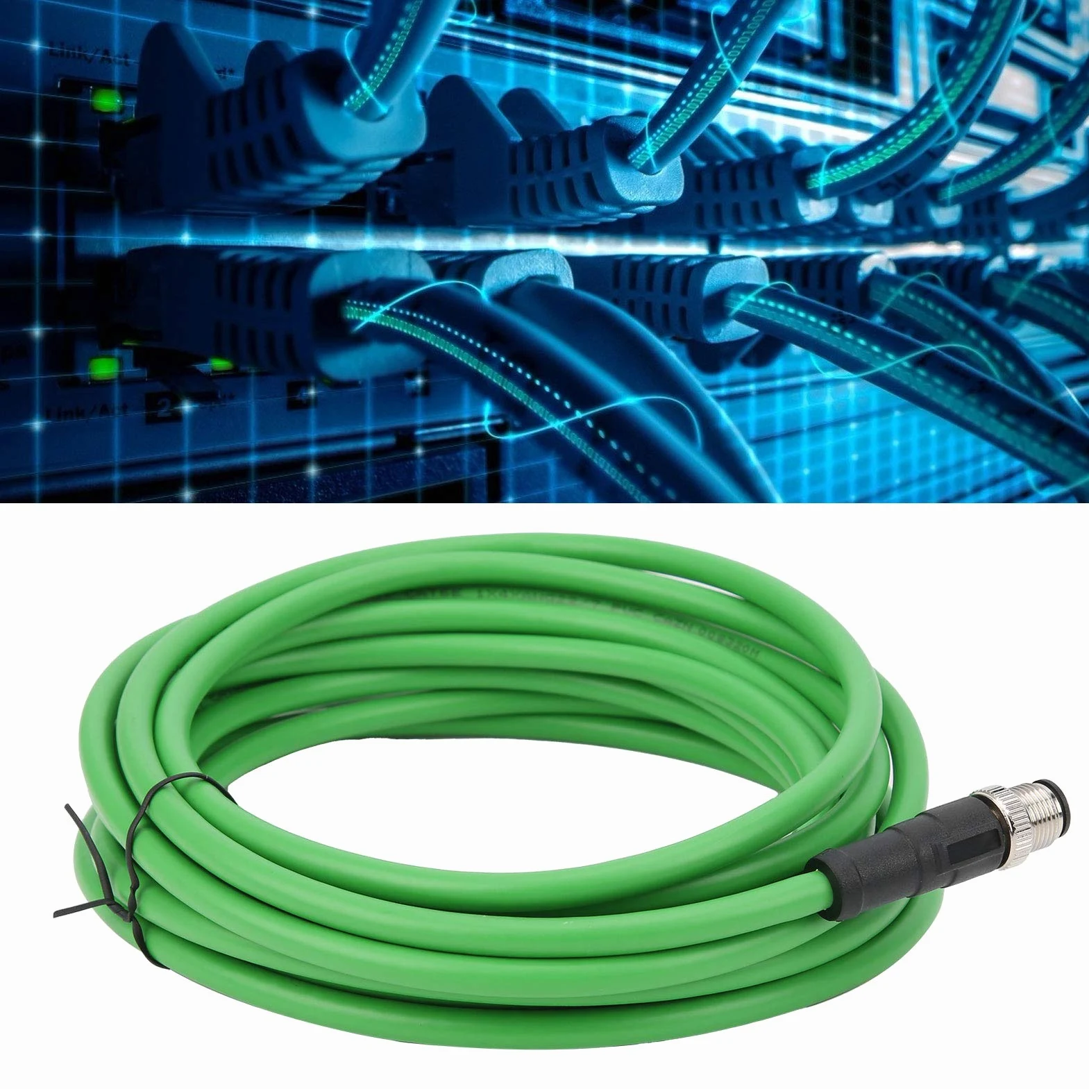 Câble étanche IP67 M12 vers RJ45, Durable et Résistant, 5m, pour Connexions Ethernet Industrielles dans des Environnements Difficiles