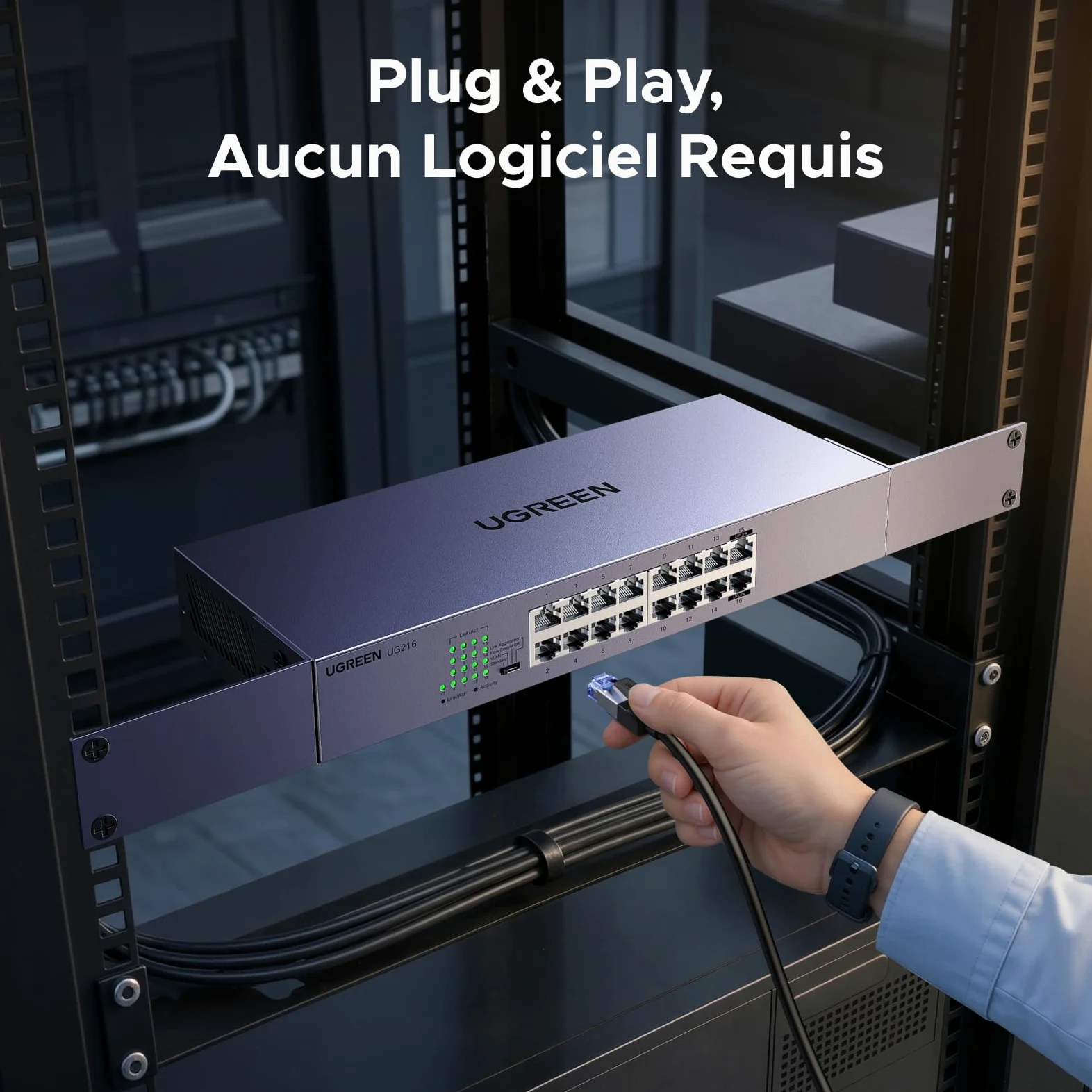UGREEN Switch Ethernet Gigabit 16 Ports Hub Réseau LAN 1000Mbps | Montage sur Bureau ou Mural Splitter pour Bureau et Maison Multiprise RJ45 Compatible avec PC TV Imprimante Caméra Routeur