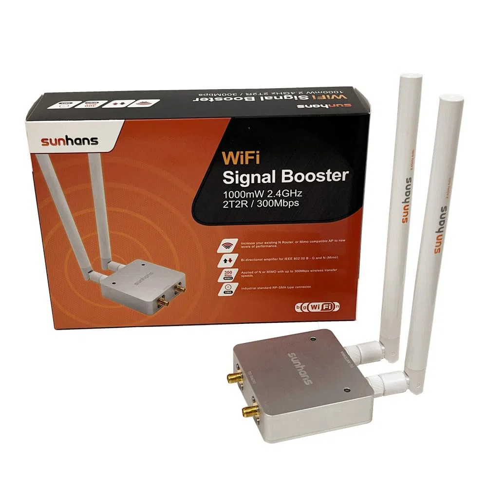 SH24Gi1000-D2 Amplificateur de Signal WiFi Double Antenne 1000mW 2.4G 2T2R / Amplificateur de Signal WiFi 300Mbps