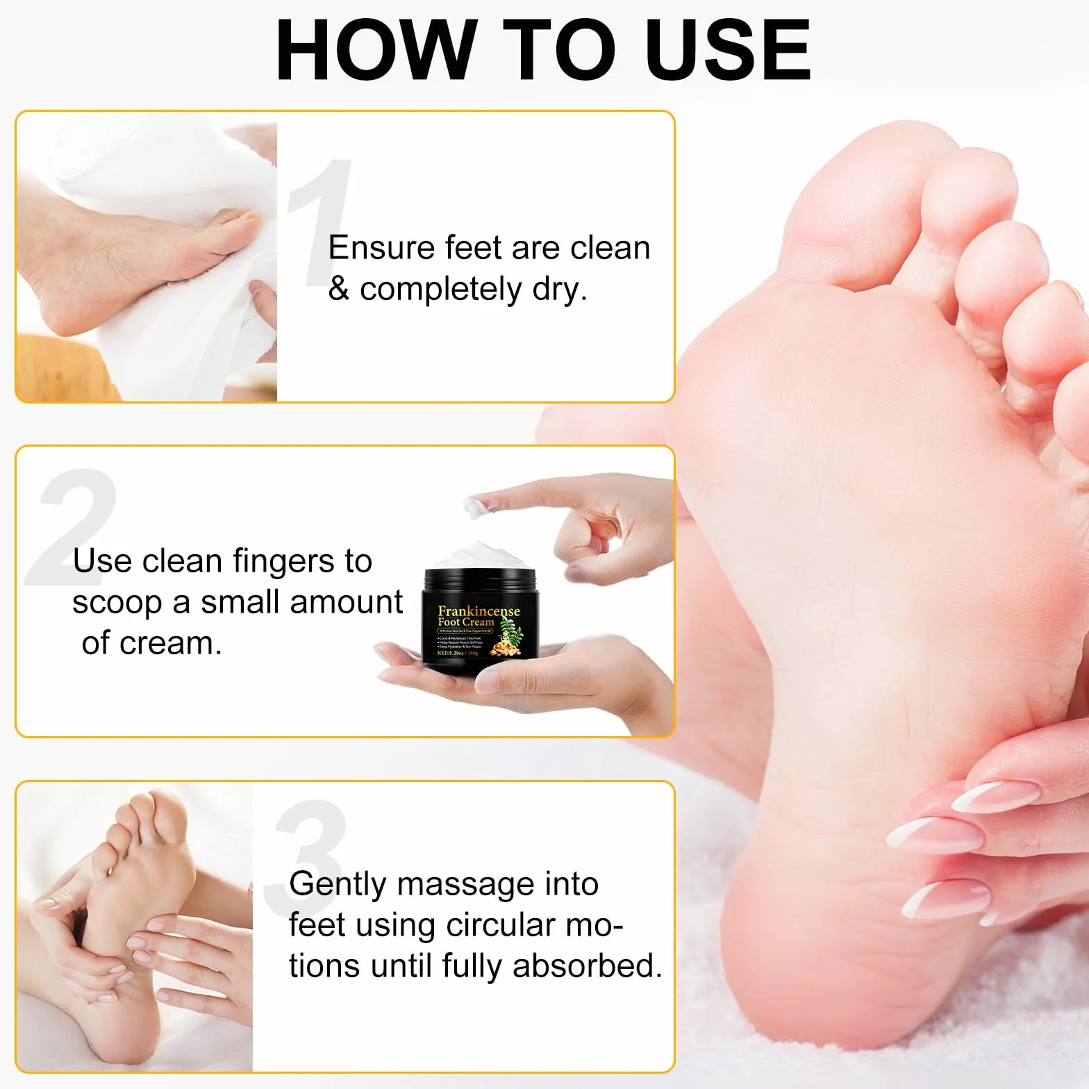 Crème pour Pieds Fatigués Soin Réparateur Encens Menthe Pure 150g