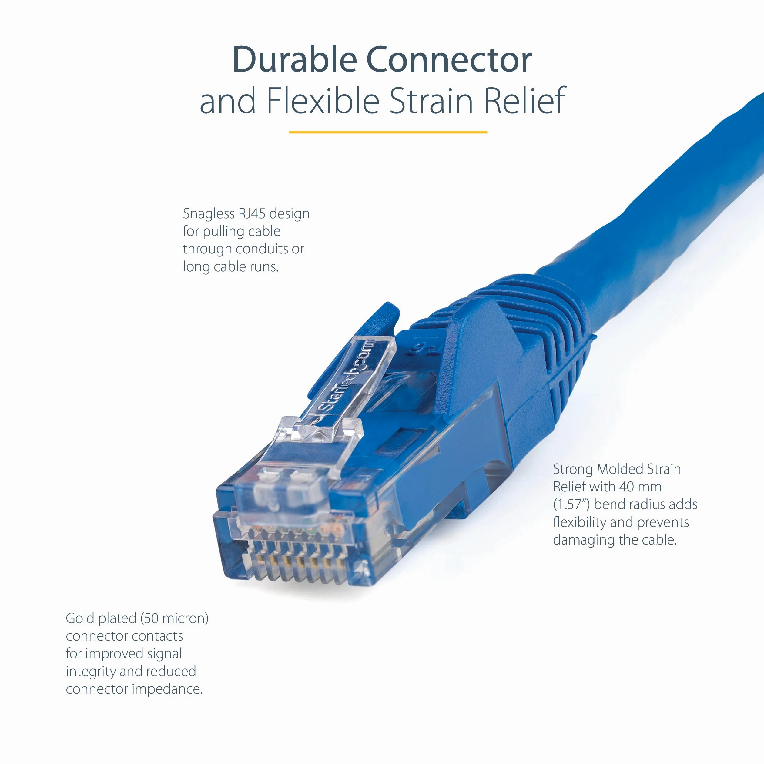 StarTech.COM Lot de 10 câbles Ethernet CAT6 de 1,5 m, vérifié ETL, Cordon de raccordement CAT6 Bleu, connecteurs RJ45 Anti-accroc, Fil de cuivre 24 AWG, câble Ethernet UTP (N6PATCH5BL10PK)