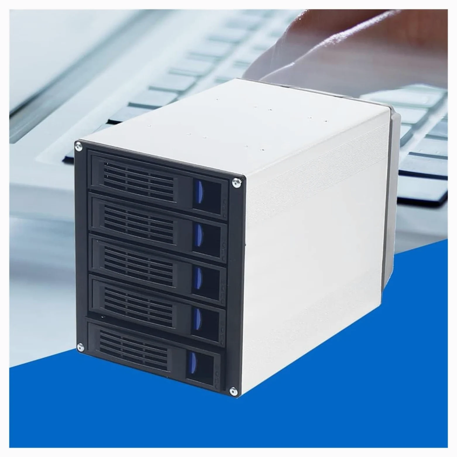 Boîtier de Disque Dur 5 Baies, Station d'accueil Verticale for Disque Dur Externe SATA, SSD, boîtier en Alliage d'aluminium, Adaptateur Secteur