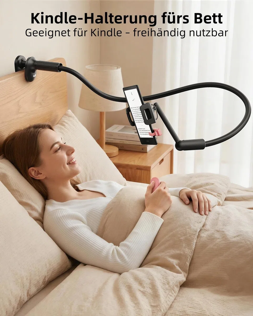 SAIJI Support Col de Cygne 120 cm pour Tablette et Téléphone, Support de Lit Réglable à Une Main, Compatible avec iPad, iPhone, Kindle Fire 4.7" à 12.7"