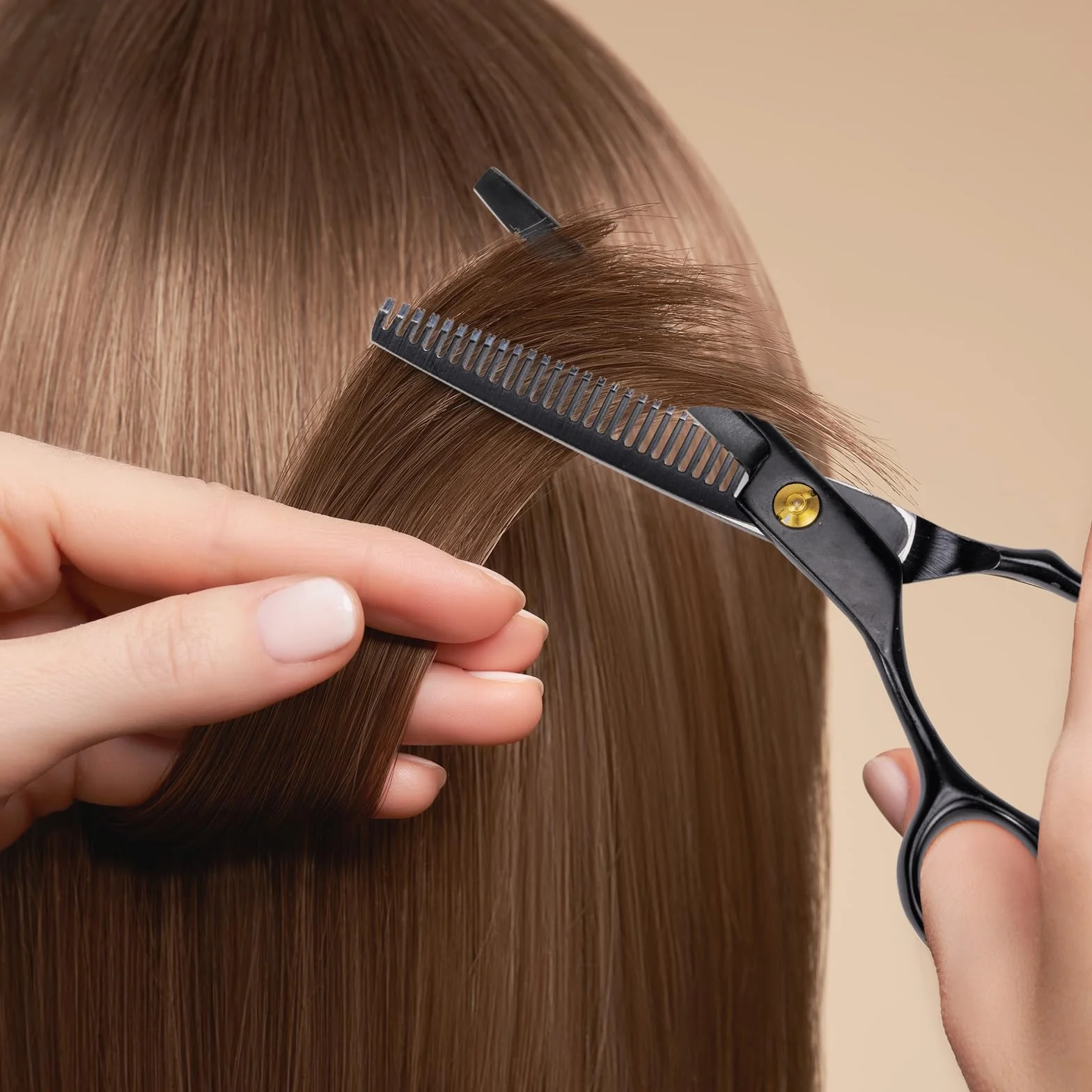 Ciseaux Coiffure Set Professionnel, Ciseaux à Effiler Hair Cutting Scissors Kit avec Cape, Peigne, Barrette pour Cheveux et Barbe