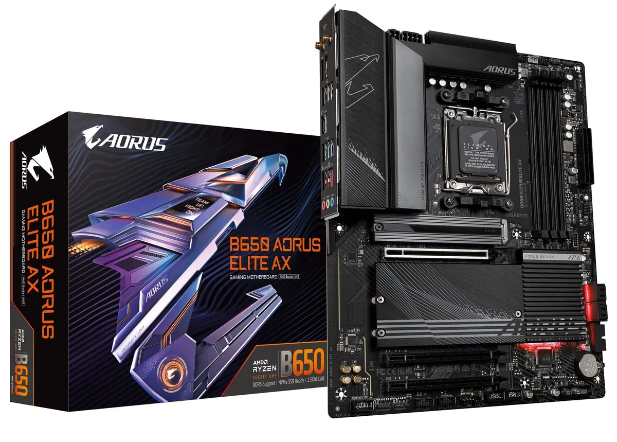 Gigabyte B650 AORUS Elite AX (AM5/ LGA 1718/ AMD B650/ ATX/Garantie 5 ans/ DDR5/ M.2/ PCIe 5.0/ USB 3.2 Gen2X2 Type-C/WiFi 6E/2.5GbE LAN/Q-Flash Plus/EZ-Latch/Gaming Carte mère)