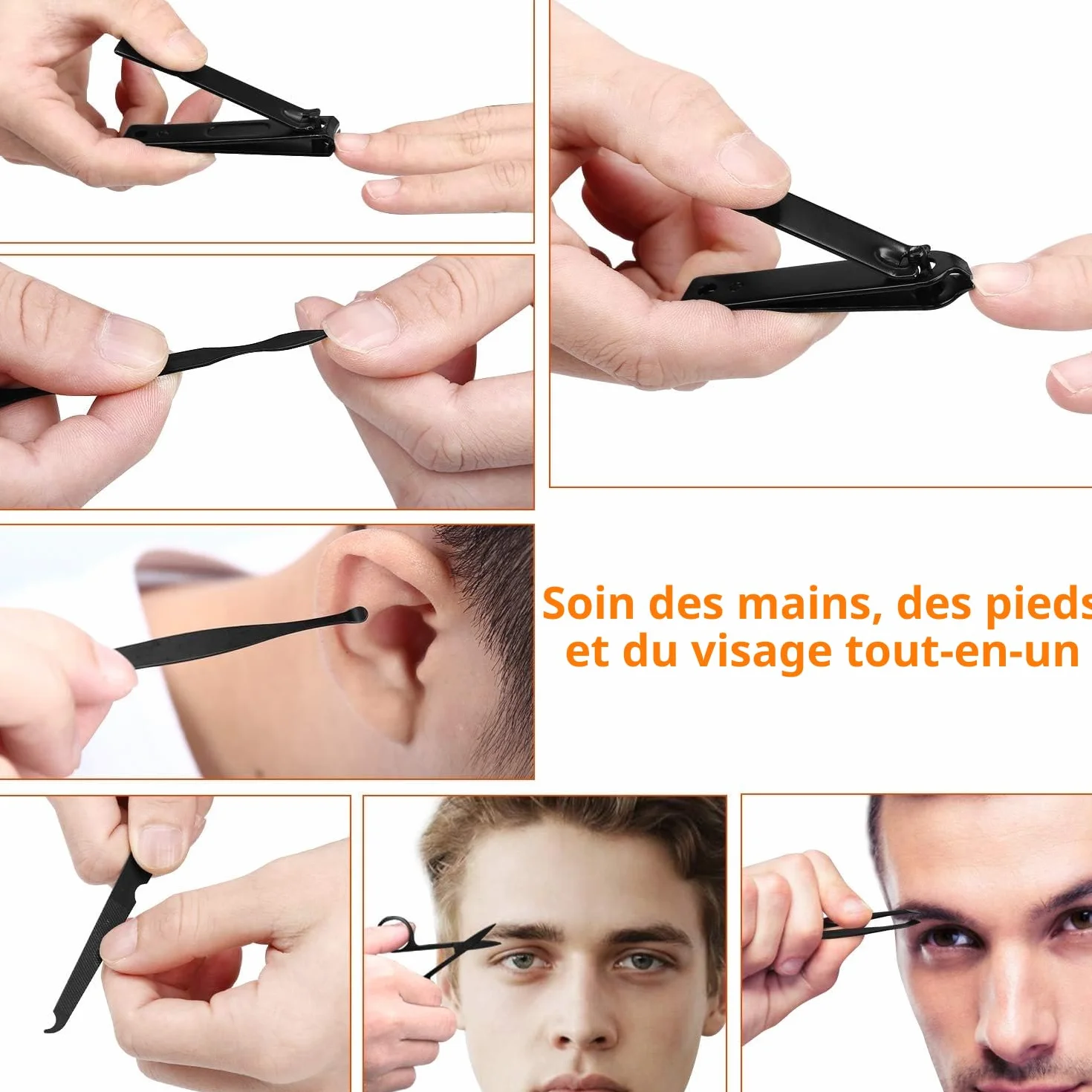 Kit Manucure Coupe Ongles Portable Ensemble de Voyage Pédicure Soins Ongles Cadeau Hommes Femmes