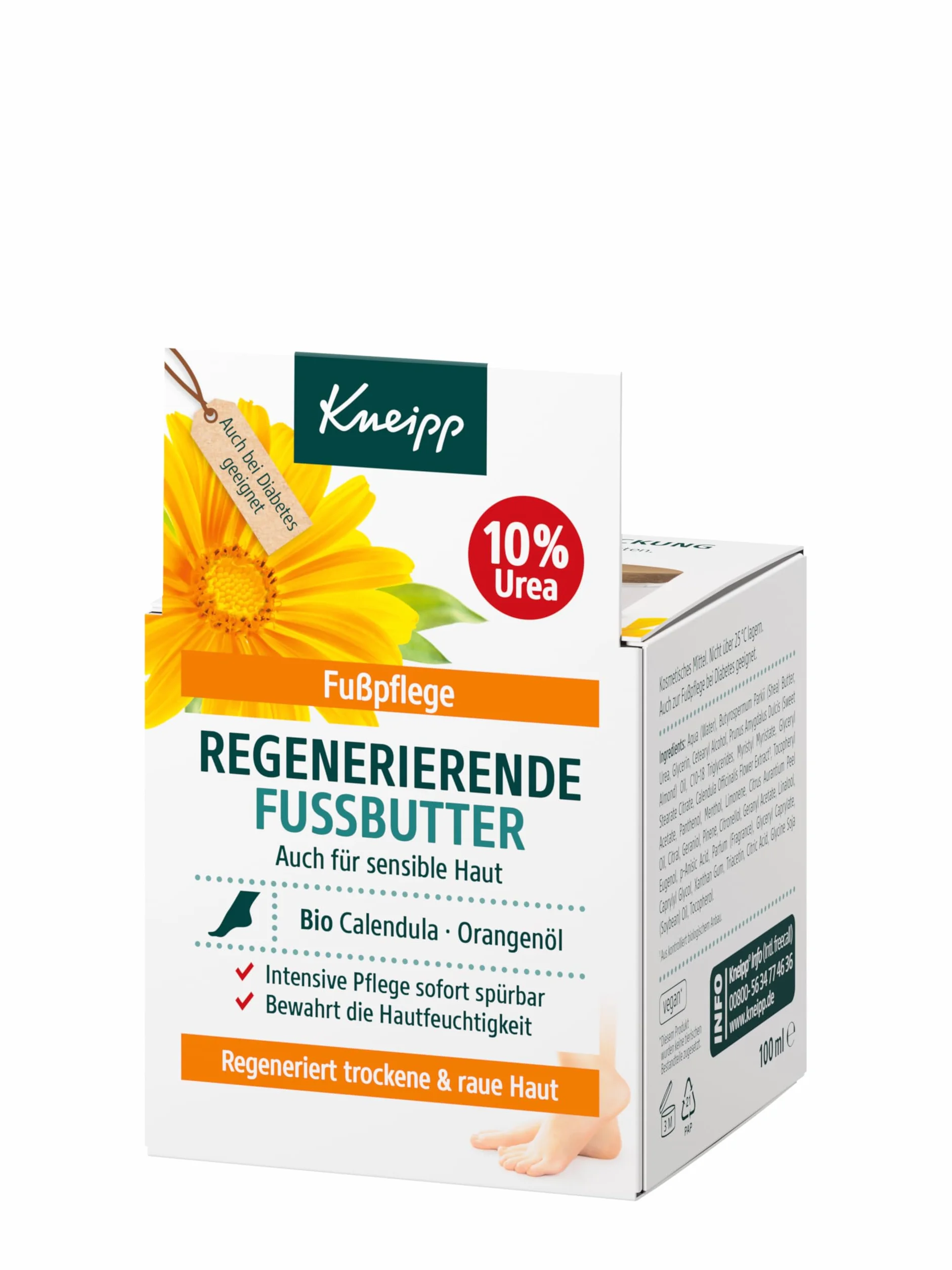Kneipp Beurre de pied régénérant Calendula bio huile d'orange 100 ml