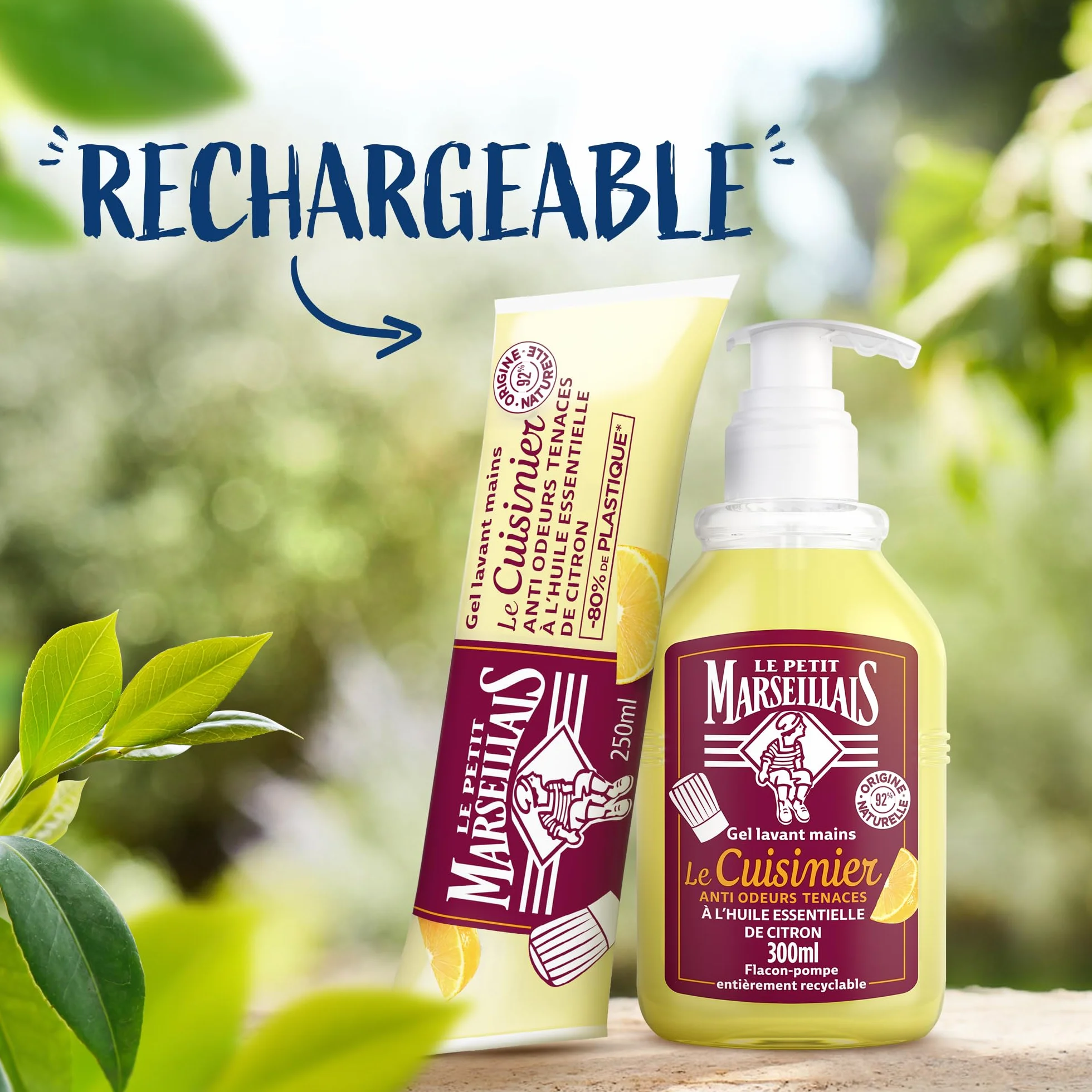 Le Petit Marseillais Gel Lavant Mains Le Cuisinier 300 ml Savon Mains Liquide Anti Odeurs Huile Essentielle Citron 92% Naturelle