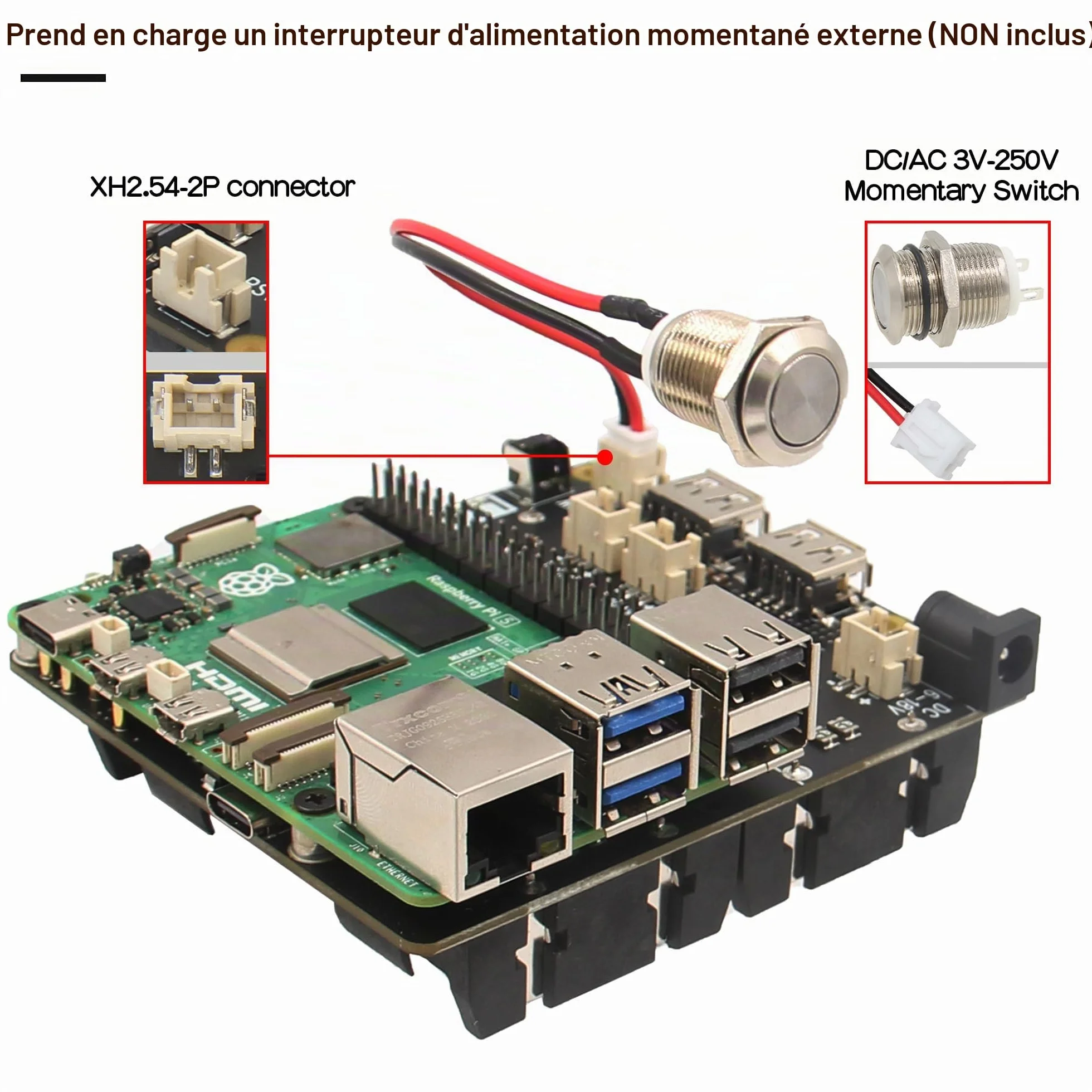 Geekworm Raspberry Pi 5 UPS X1202, 4-Cell 18650 UPS 5.1V 5A Output, 6-18V Input