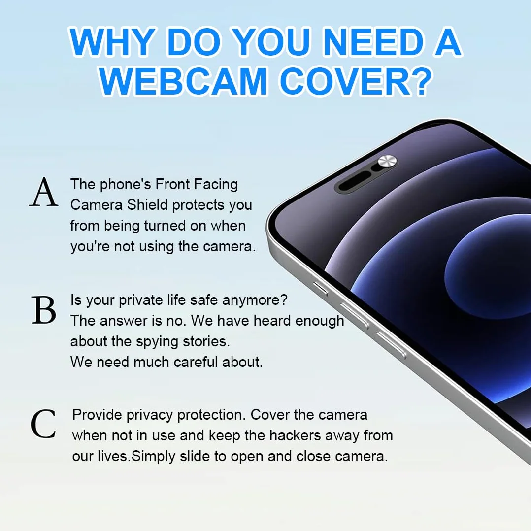 Caches pour Caméra Frontale Compatibles avec Phone 16/16Plus/16Pro/16Pro Max/17, Amovibles, Protègent Confidentialité Sécurité