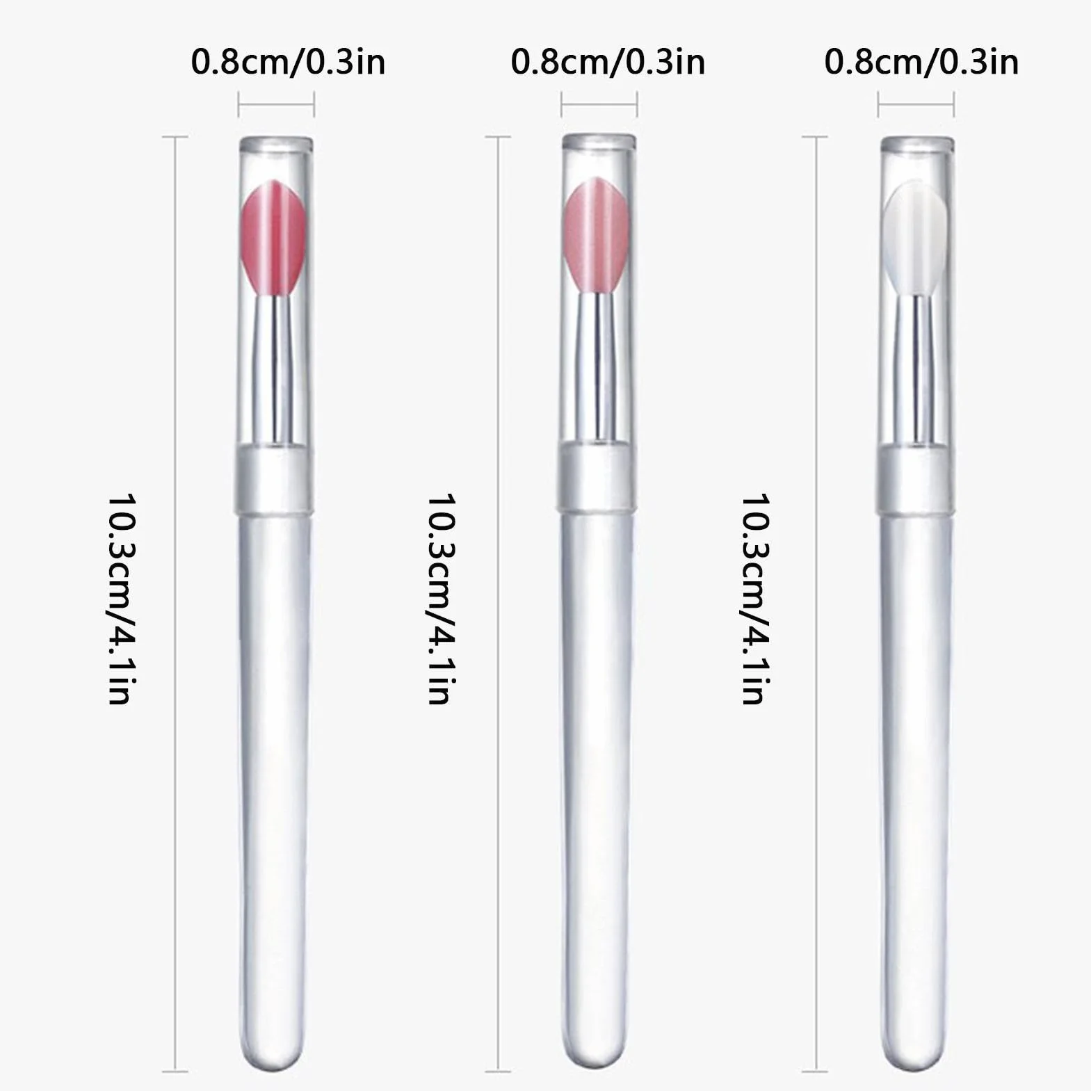 Lot de 3 pinceaux à lèvres en silicone avec couvercle - Applicateur de baume à lèvres réutilisable portable