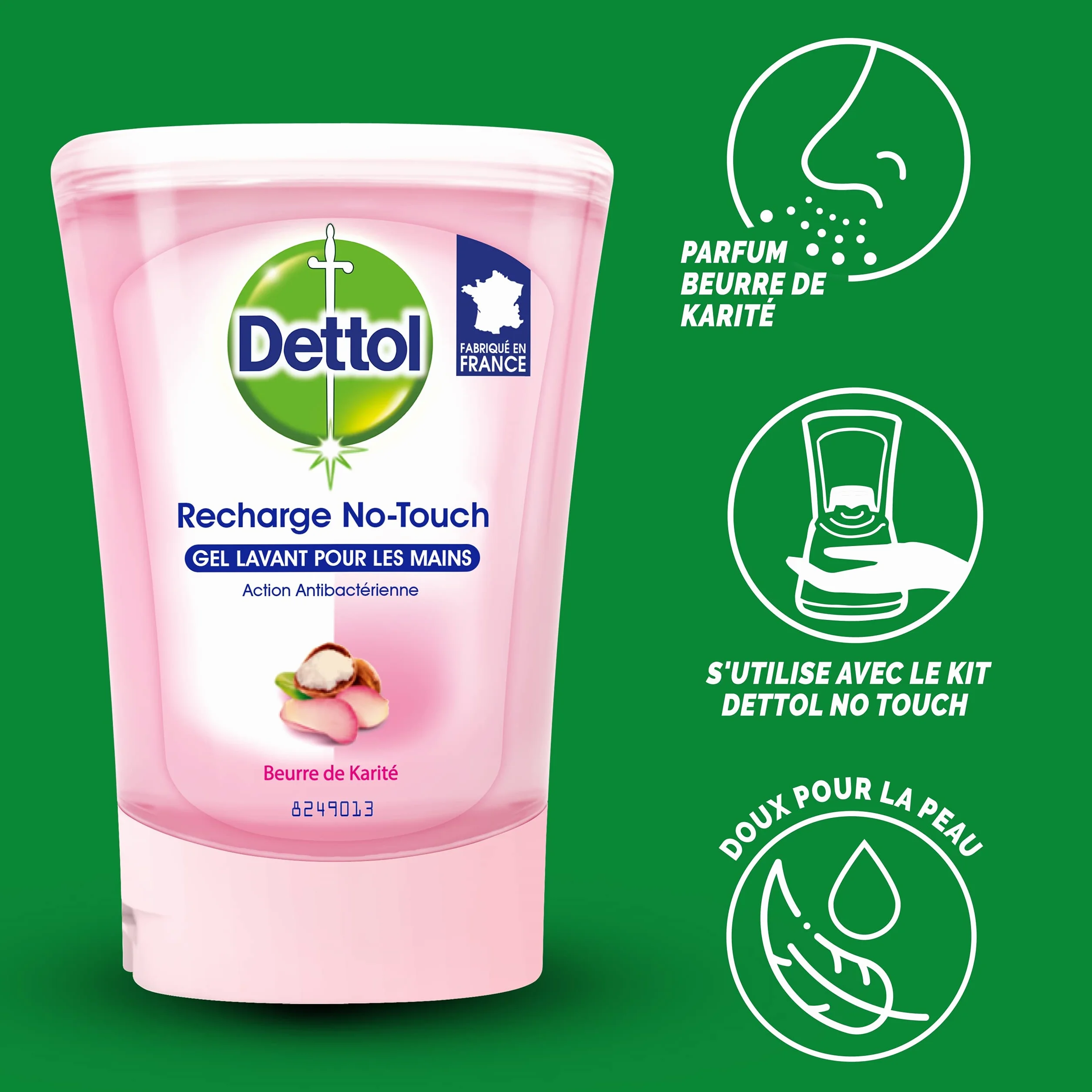 Dettol No Touch recharge Eau de Rose et Beurre de Karité 250 ml 3x250ml