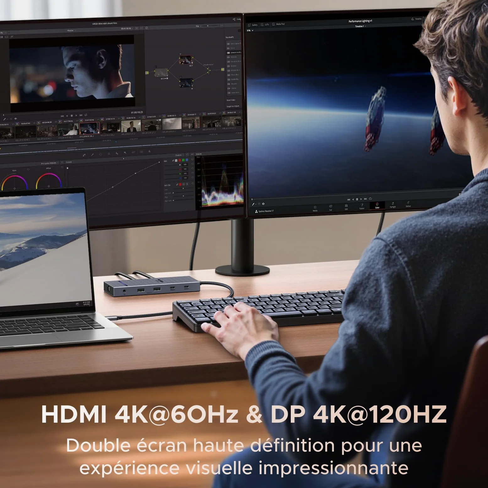 UGREEN Revodok Pro 2111 Hub USB C 11 en 1 Docking Station Double Affichage | 1 HDMI 4K60Hz, DisplayPort 4K120Hz, 10Gbps, 2A2C Data Ports, Ethernet Gigabit, PD 100W Charge, SD TF, Audio 3,5mm
