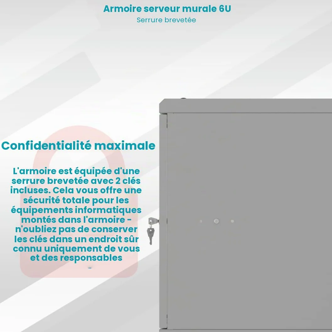 Armoire Réseau 19 Pouces - Baie Informatique 6U - Baie de Brassage pour Montage Mural - Capacité de Charge 40 kg - Profondeur 350 mm - Armoire Informatique - Gris