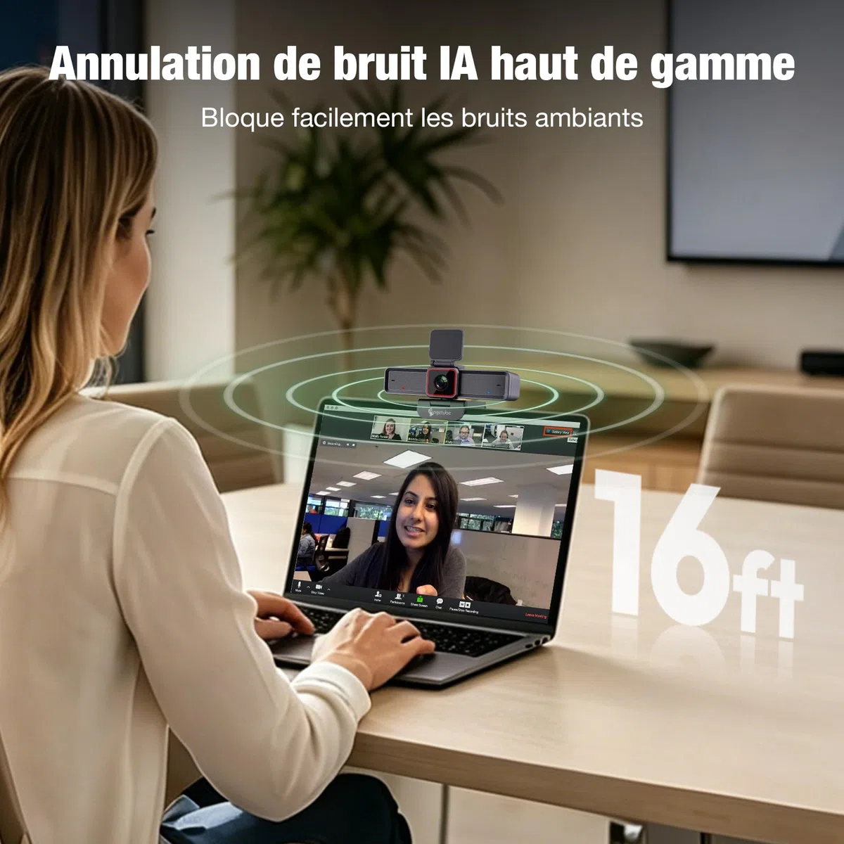 Angetube 4K Webcam avec 1/1.5" Sensor, 1080P@60FPS USB Web Camera pour PC