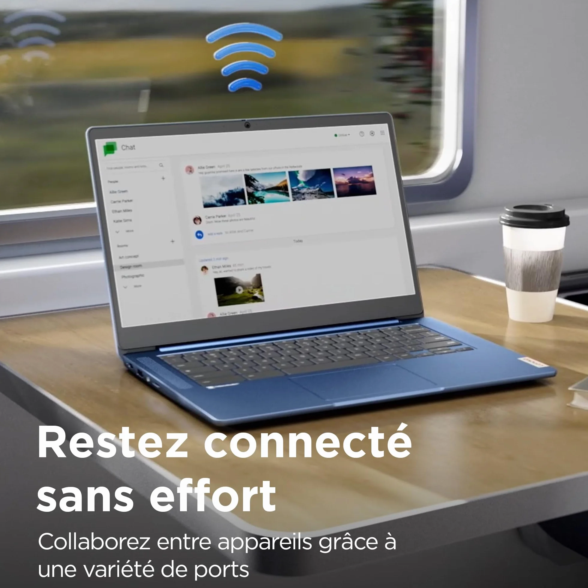 Lenovo IdeaPad Slim 3 Chromebook 14M868 Ordinateur Portable 14'' FHD MediaTek Kompanio 520 RAM 4Go SSD 64Go Clavier AZERTY Français Bleu