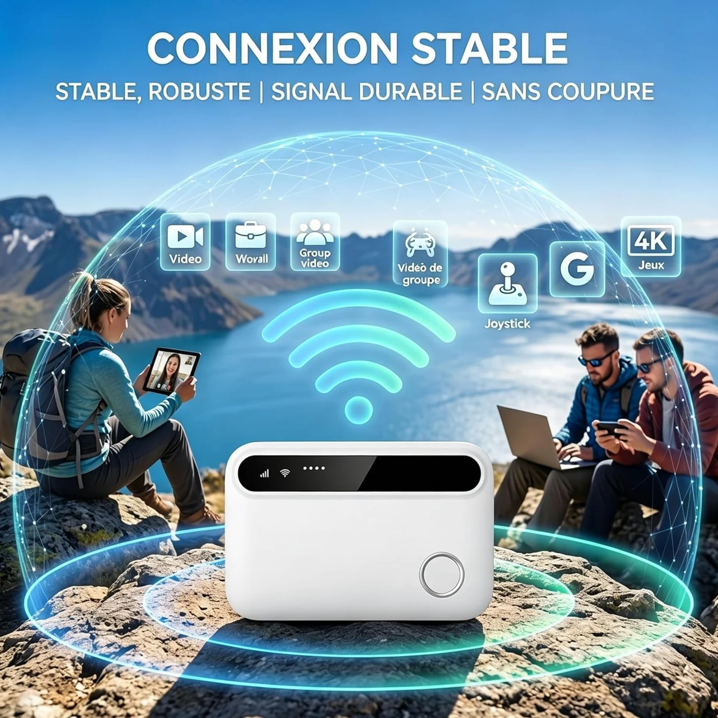 Routeur 5G Portable WiFi 6 Déverrouillé, Modem Mobile 5G/4G+ avec Emplacement SIM, Jusqu'à 25 Appareils Connectés, Internet Haut Débit Idéal pour Voyage, Camping et Télétravail
