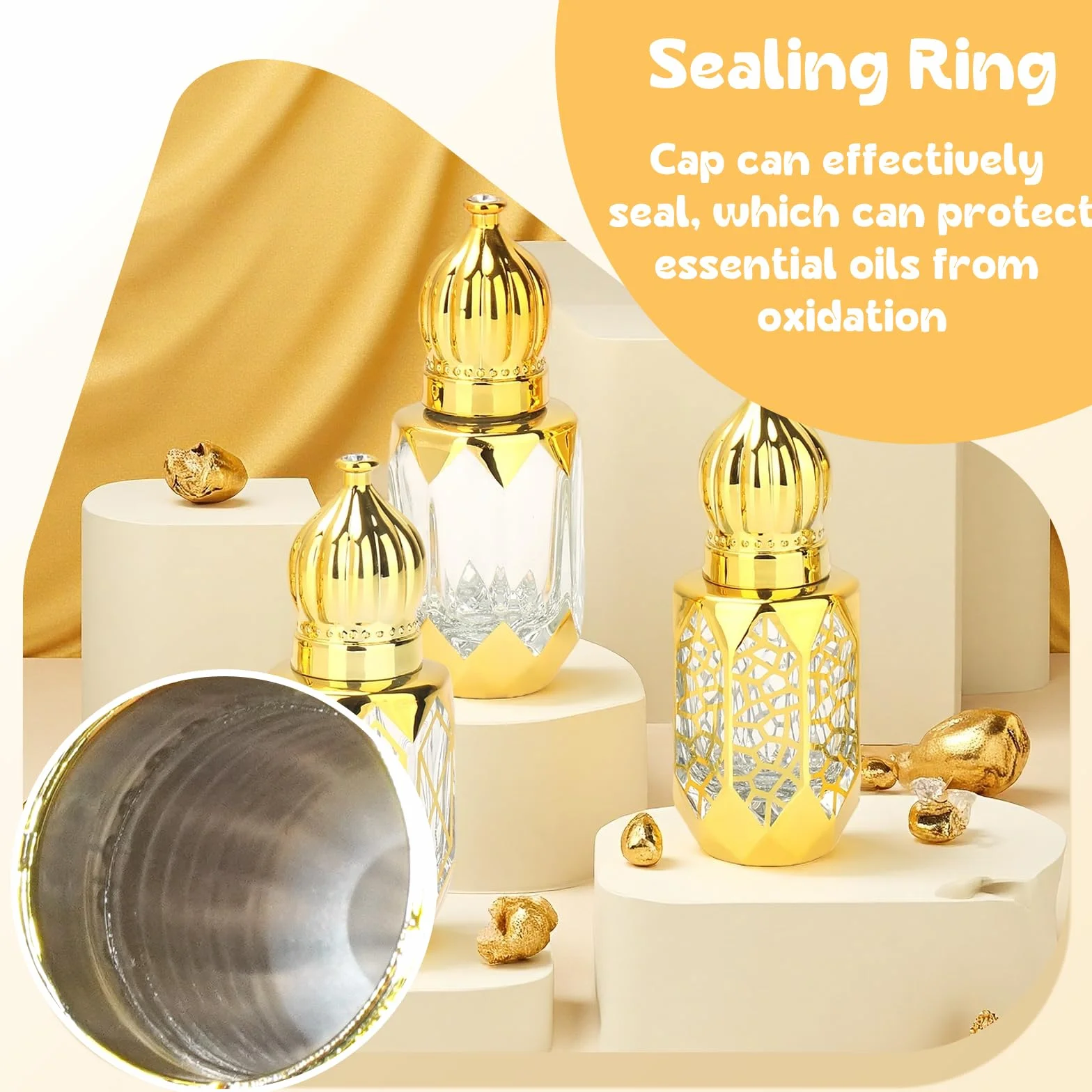 Flacon Roll on Huiles Essentielles Vide 6ml, Bouteilles Rouleaux Verre Bille Acier Inoxydable pour Huiles, Parfum, Cosmétiques