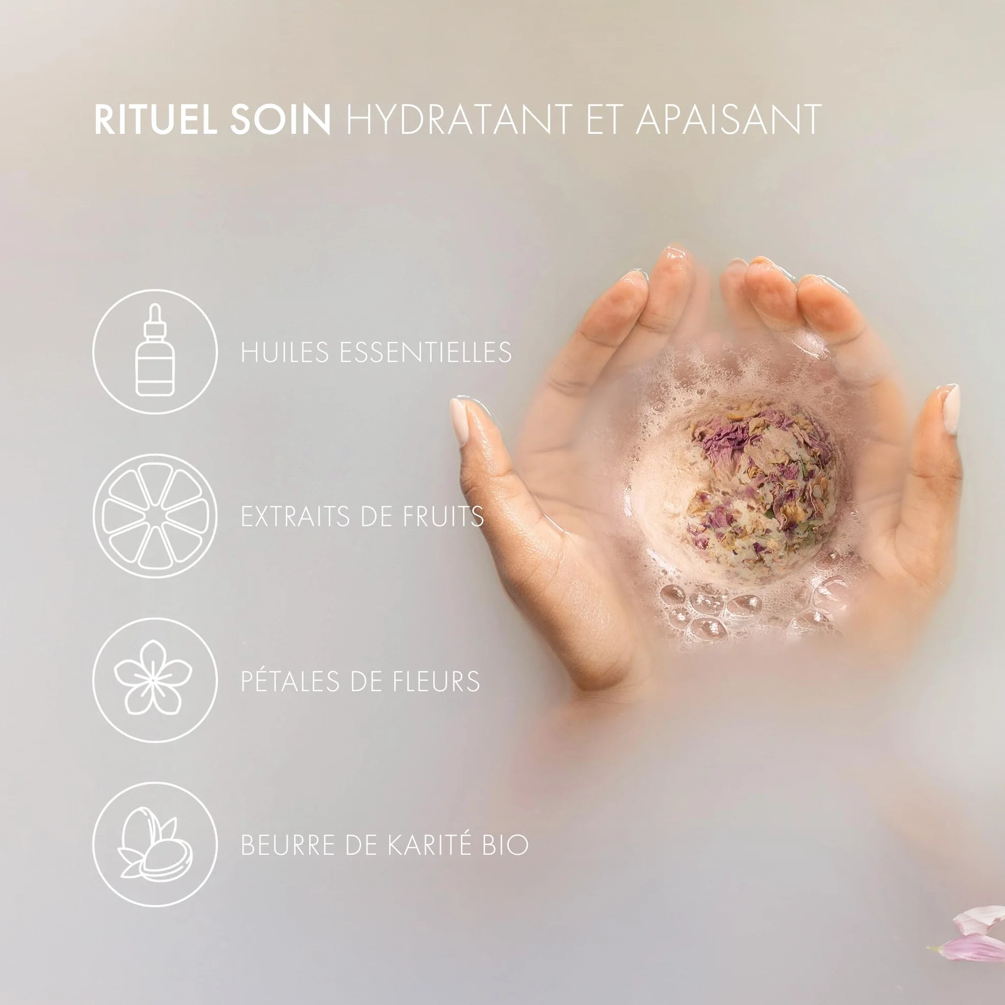 Satin Naturel Coffret 4 Bombes de Bain BIO Luxueuses Vegan – Cadeau Bien-Être pour Femme