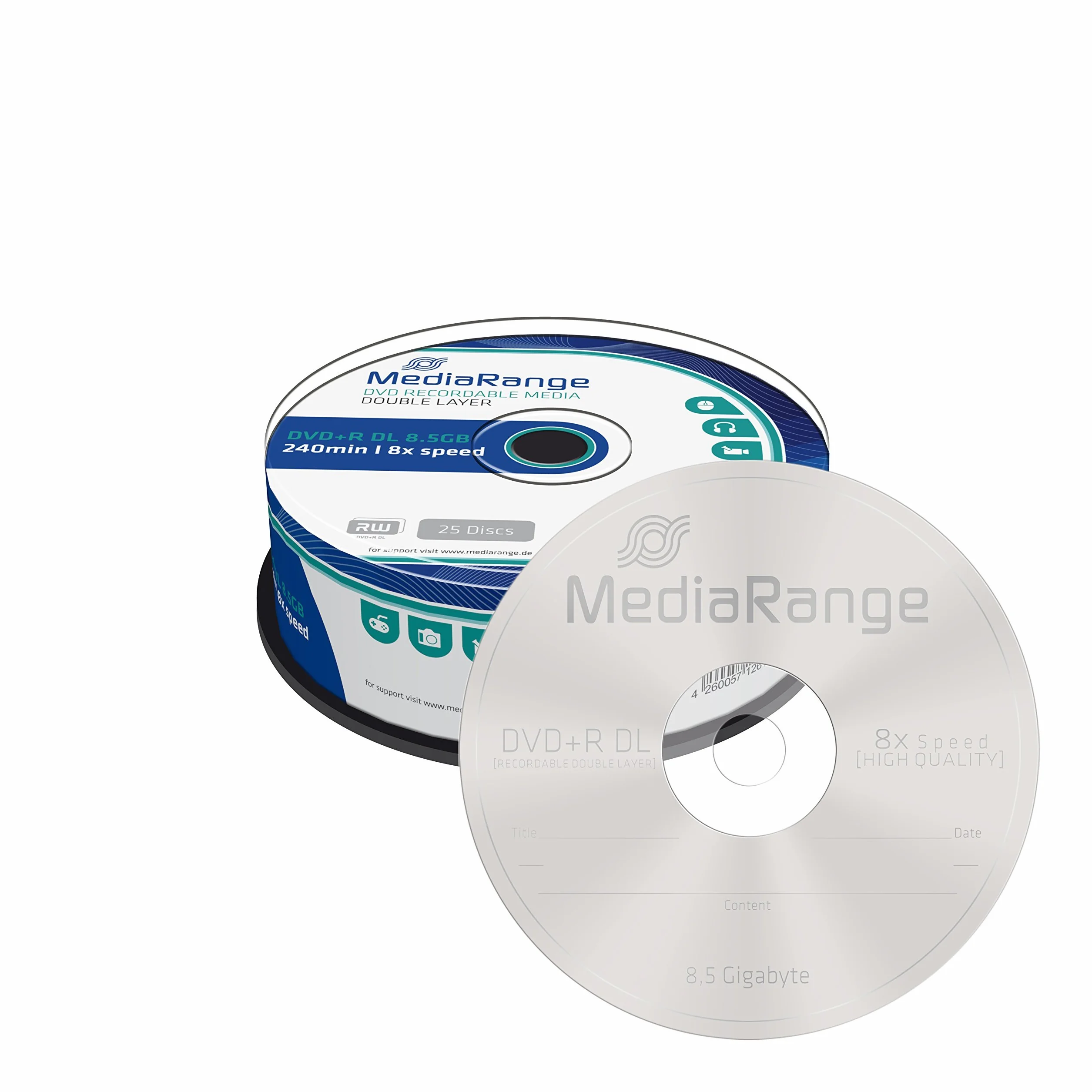 MediaRange DVD+R Double Couche 8,5 Go 25 pièces