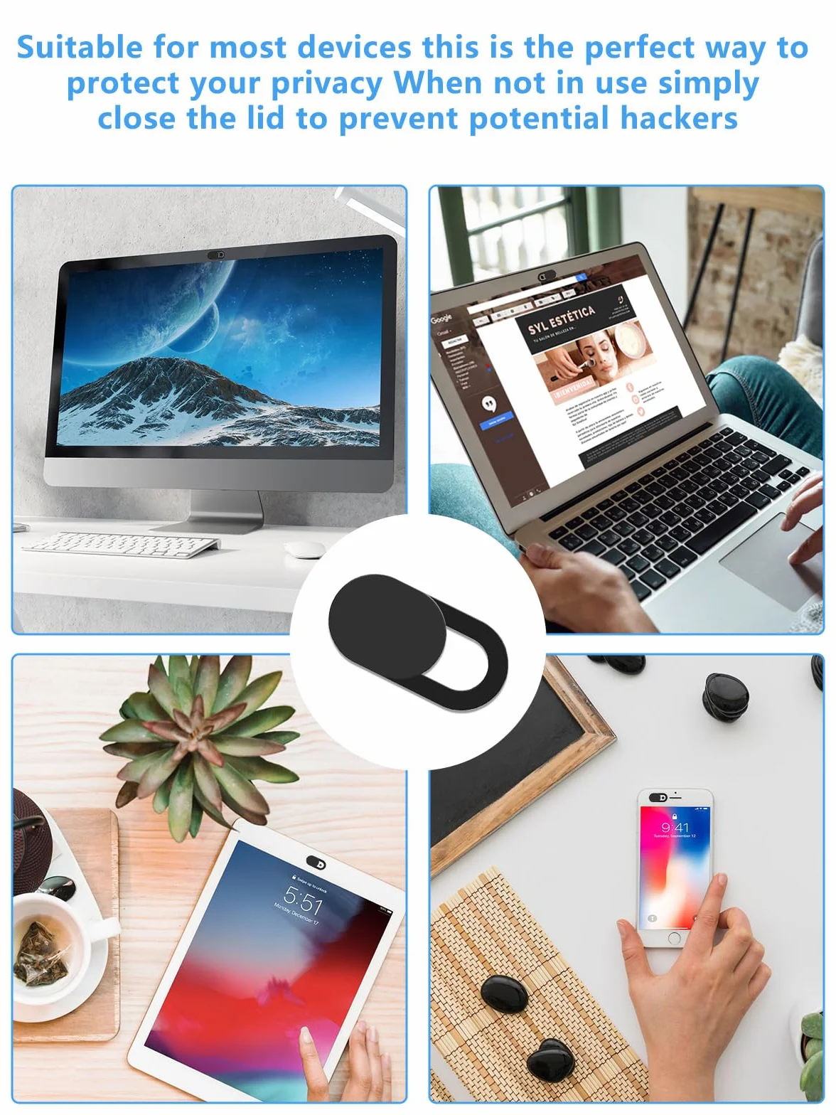 Webcam Cover, Cache Camera Ultra-Mince pour Tablettes, Ordinateur Portable, PC, Smartphone (8 Pièces)