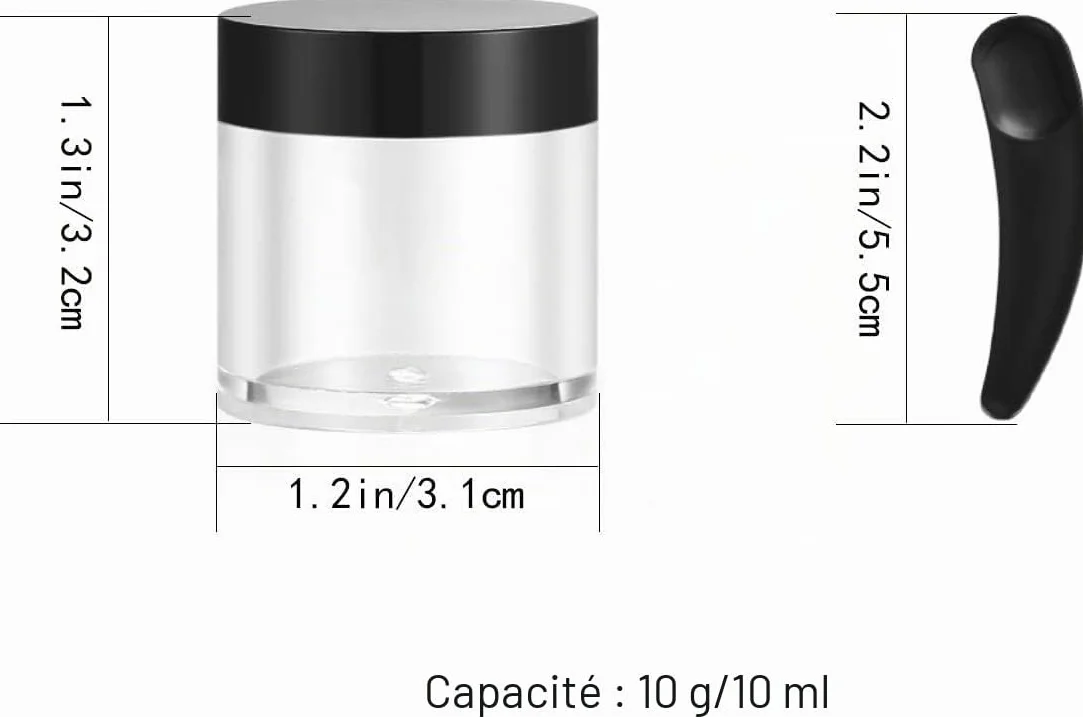 Pots Vide Cosmétiques 10g Plastique Transparente avec Couvercle pour Bougie Échantillon, 30 Pièces