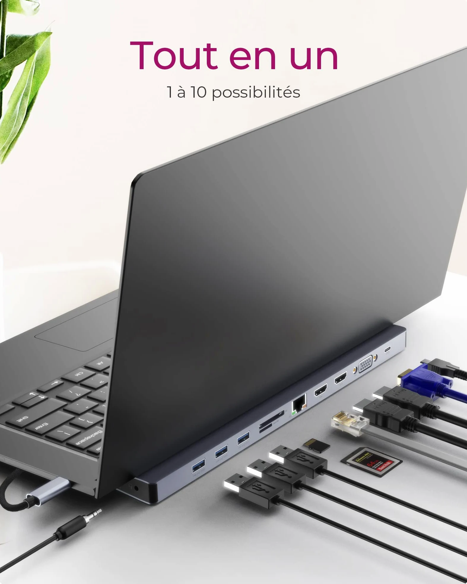 ICY BOX IB-DK2106-C Avec fil USB 3.2 Gen 1 (3.1 Gen 1) Type-C Anthracite, Noir