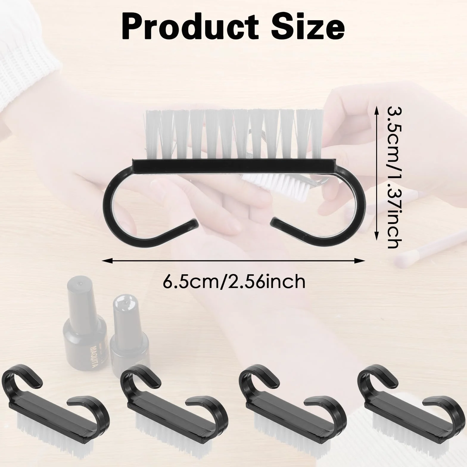 Lot de 20 brosses à ongles avec poignée - Noir - Mini brosse à ongles manucure