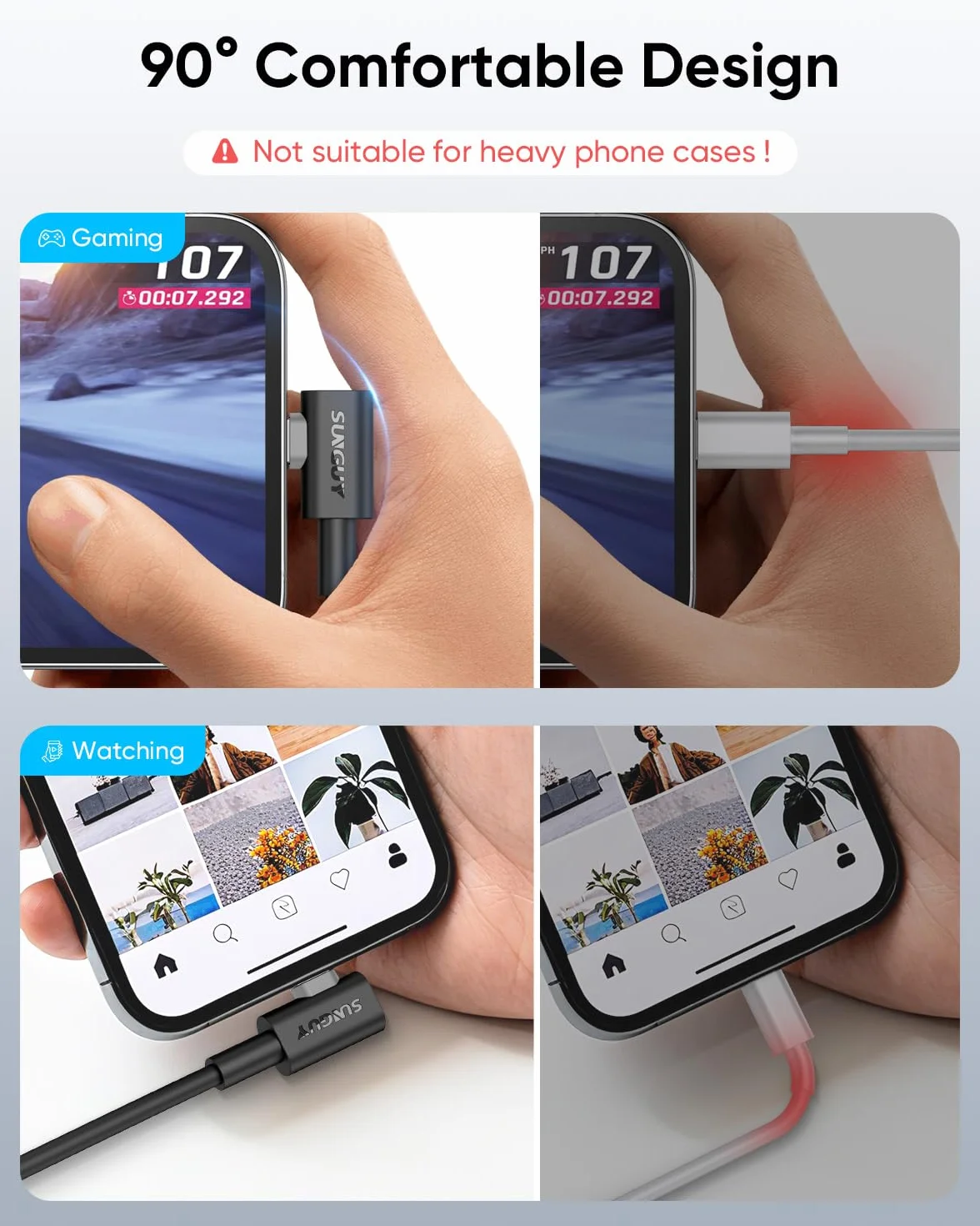 SUNGUY Câble USB C vers Lightning Angle Droit 0.5m 2 Pièces 27W pour iPhone 14/13/12/11 Pro Max Mini XR XS 8 7 6 5 Plus CarPlay