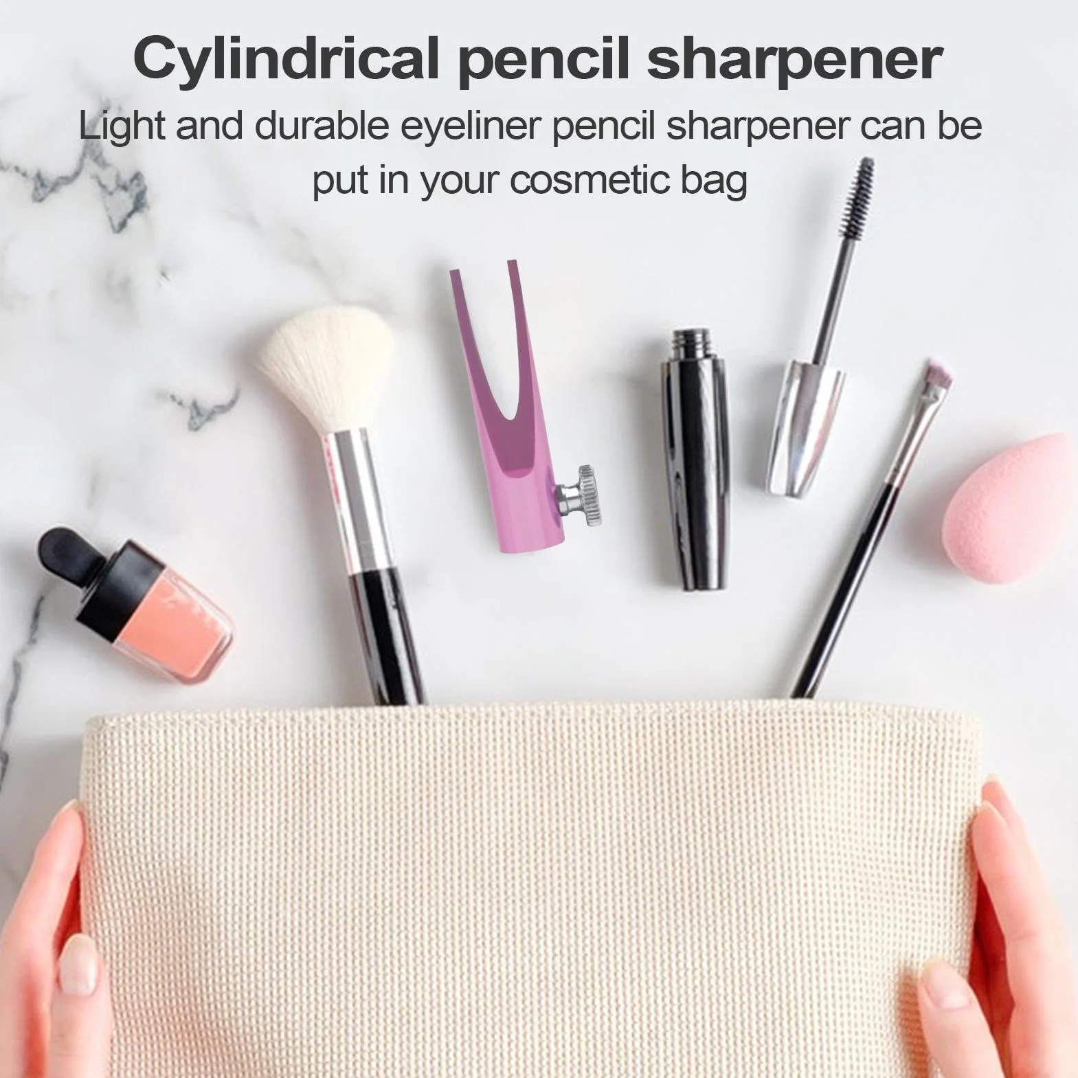 Taille-crayon cosmétique portable pour crayon à sourcils, outil d'affûtage de voyage pour femme